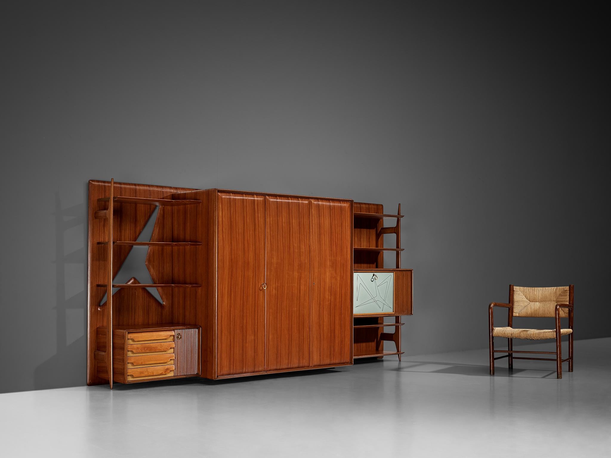 Large Versatile Italian Wall Unit in Teak case pieces and storage cabinets Morentz