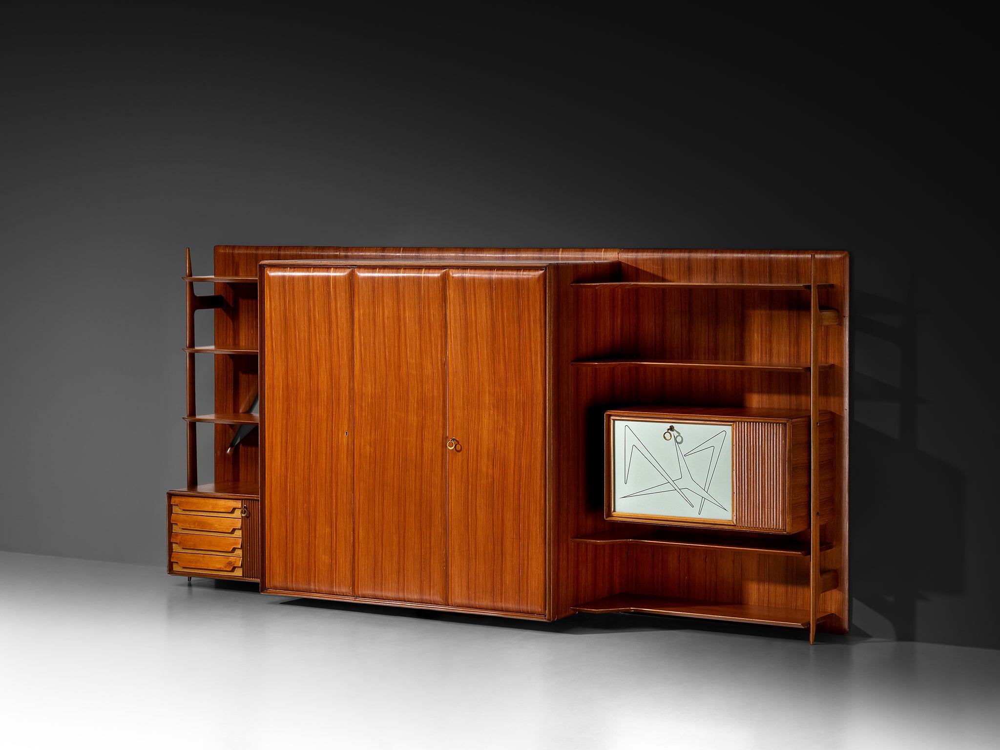 Large Versatile Italian Wall Unit in Teak Case pieces and storage cabinets Morentz