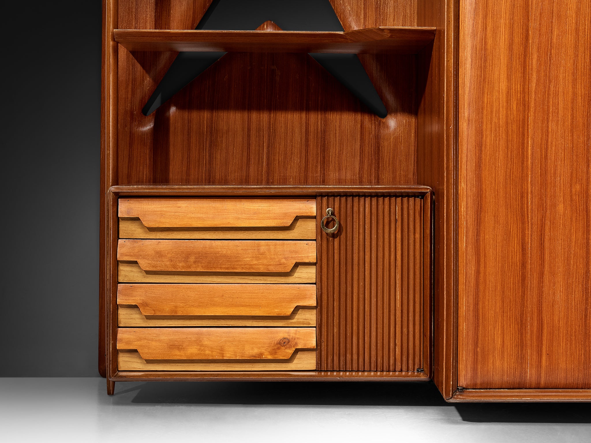 Large Versatile Italian Wall Unit in Teak Case pieces and storage cabinets Morentz