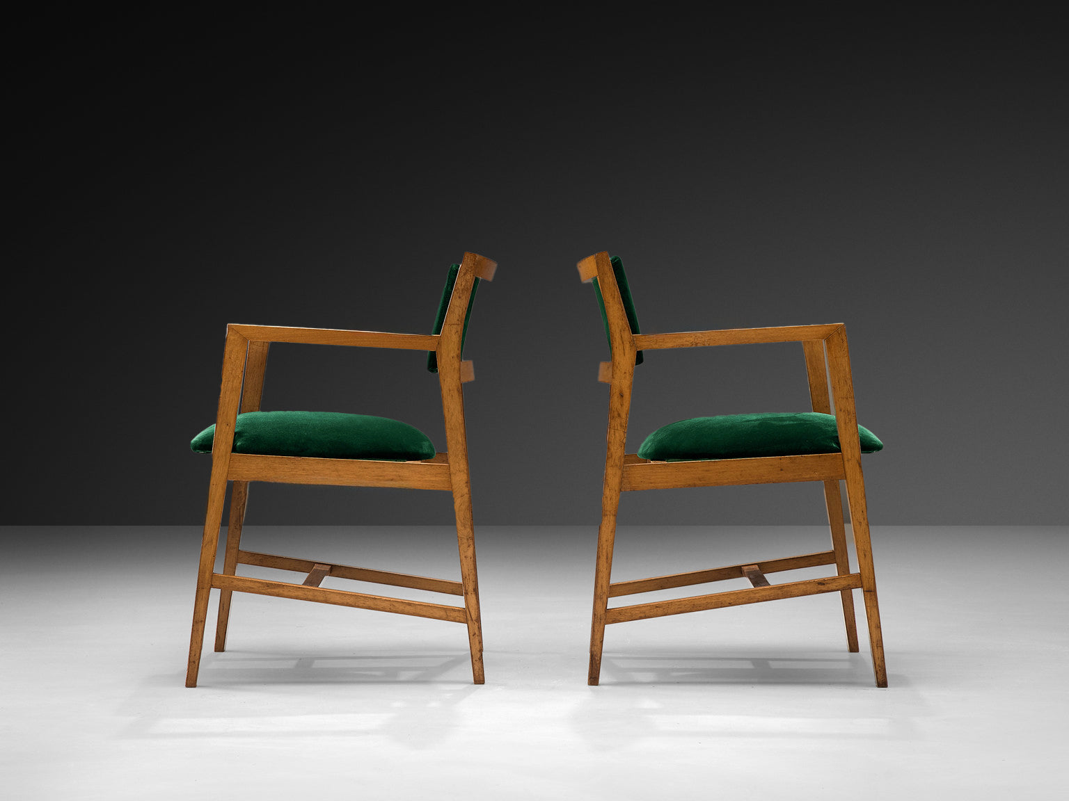 Edward Wormley Pair of Armchairs in Green Velvet Upholstery Seating Morentz