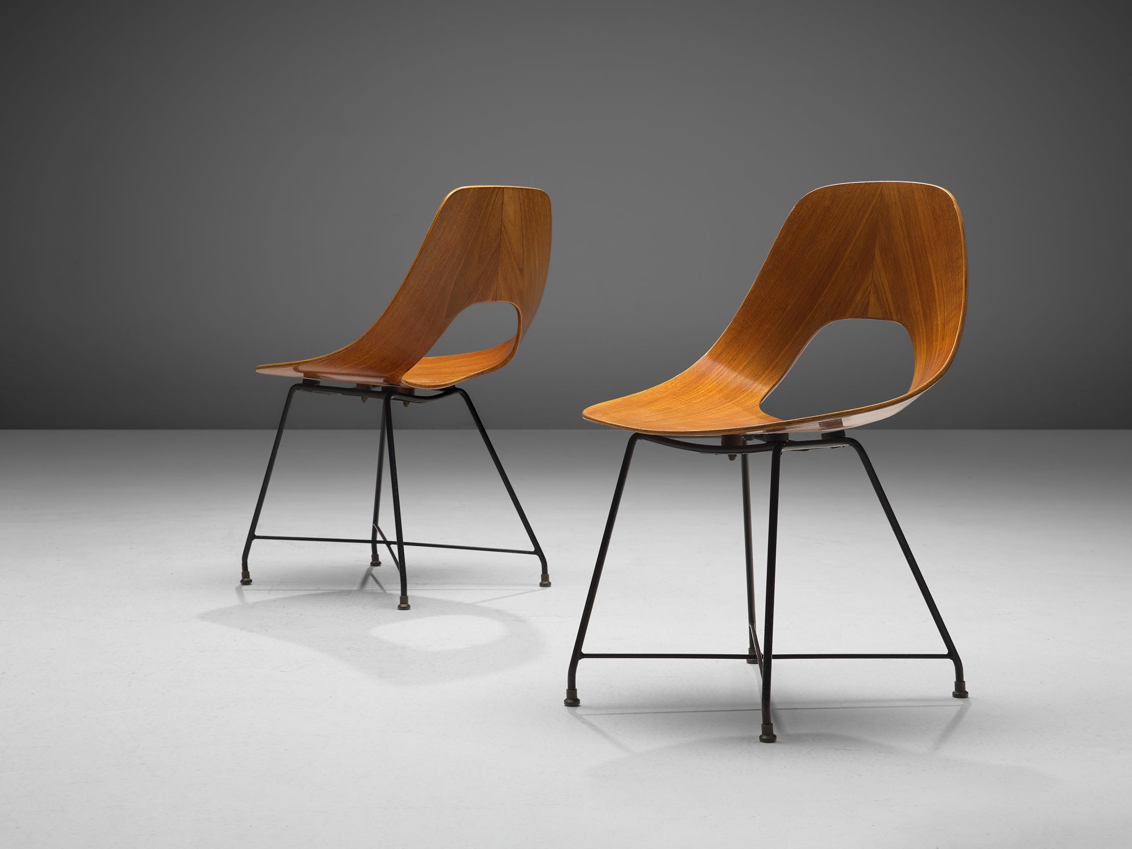 Augusto Bozzi for Saporiti 'Ariston' Dining Chairs in Teak seating Morentz