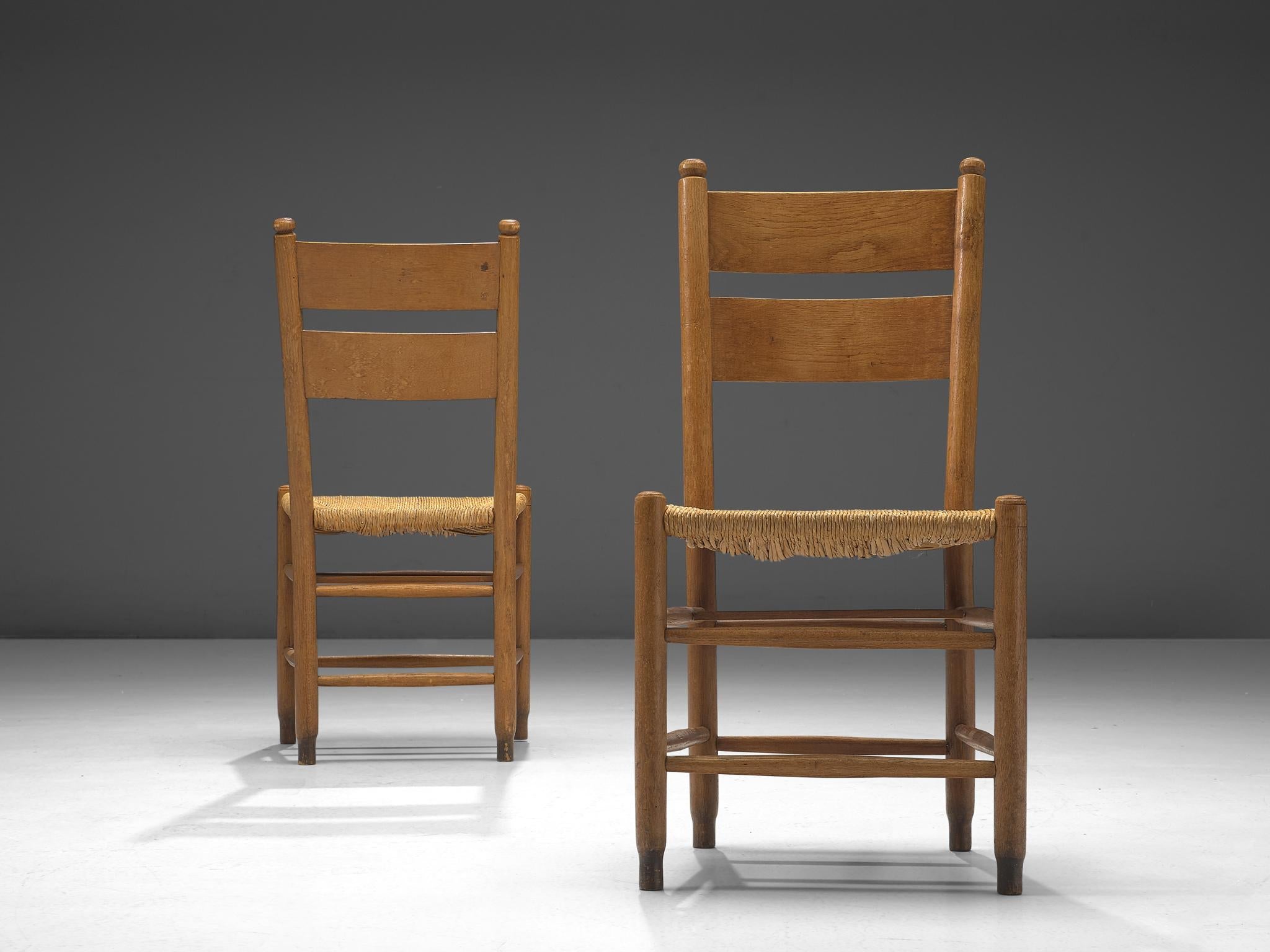 Rustic Danish Chairs in Straw and Oak seating Morentz