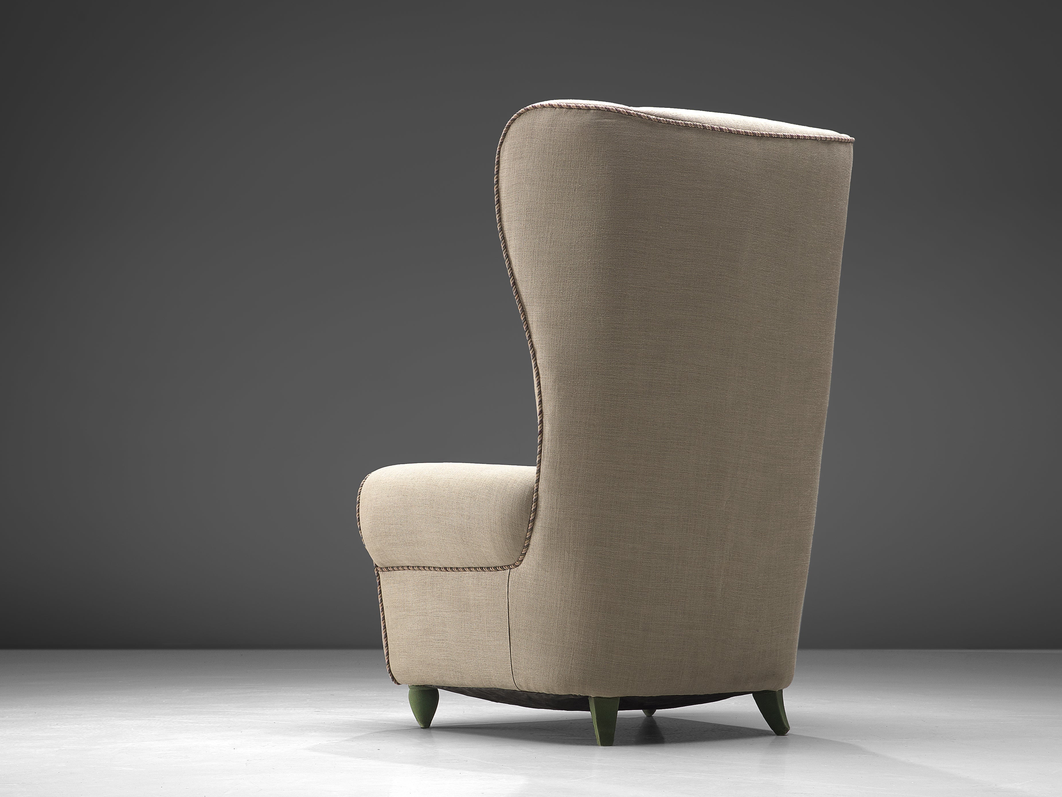 Guglielmo Ulrich Grand Wingback Chair in Natural Cream Upholstery seating Morentz