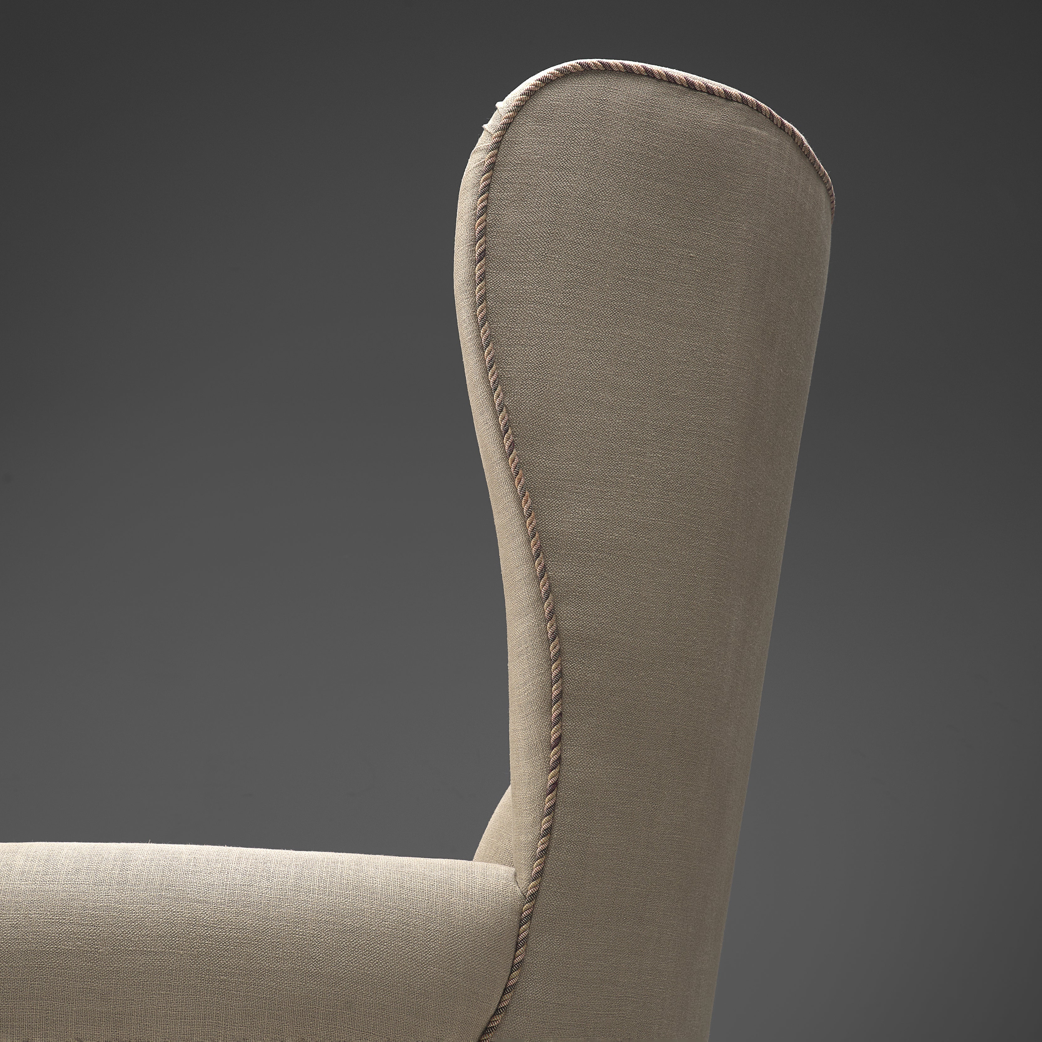 Guglielmo Ulrich Grand Wingback Chair in Natural Cream Upholstery seating Morentz
