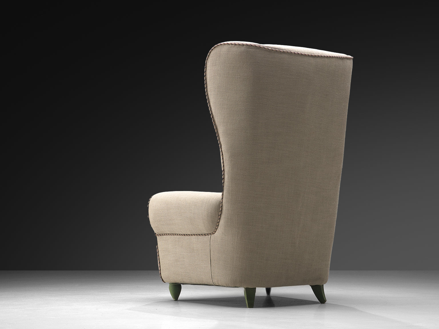 Italian Grand Wingback Chair in Natural Cream Upholstery 138cm Tall Seating Morentz