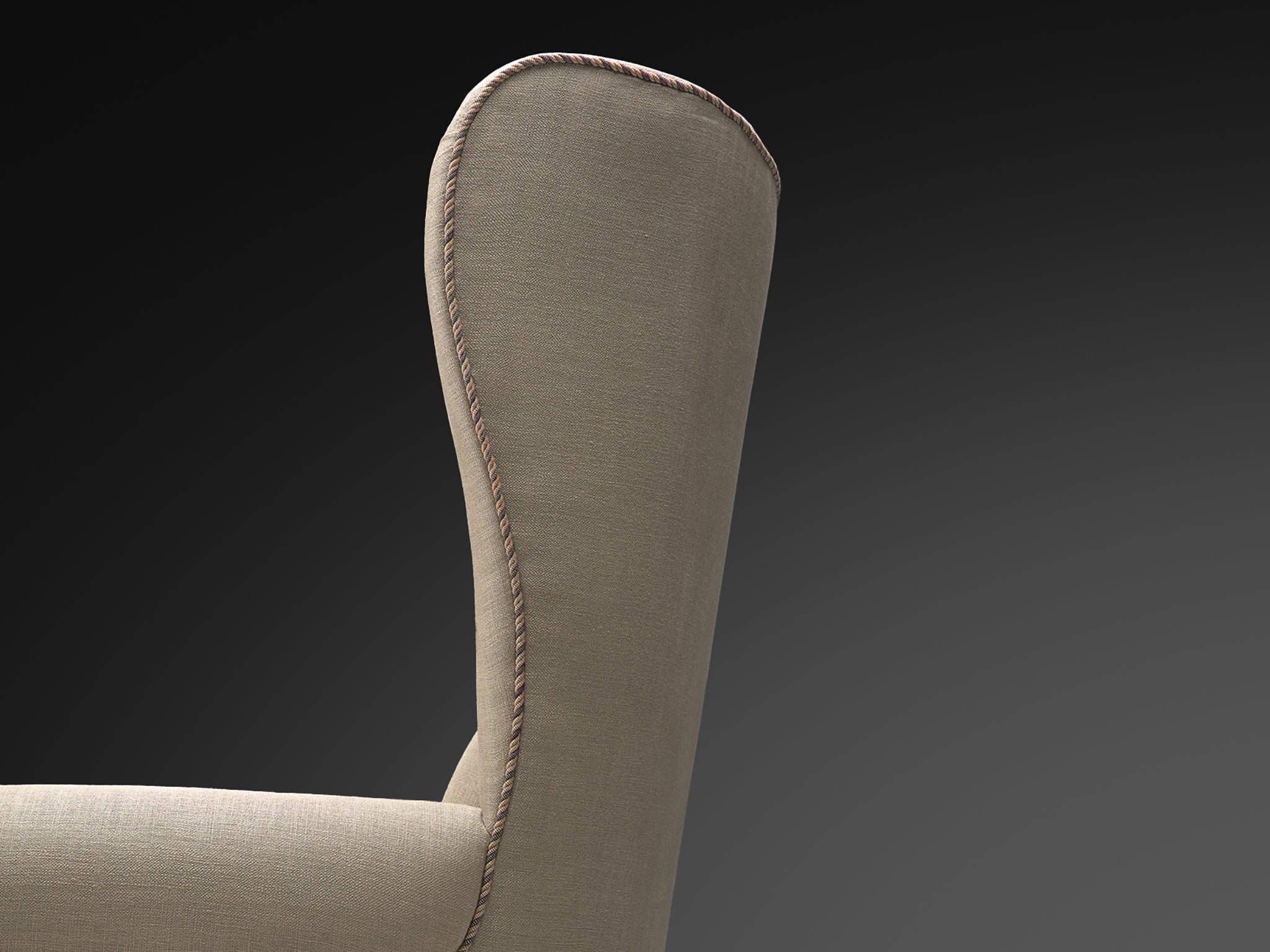 Italian Grand Wingback Chair in Natural Cream Upholstery 138cm Tall Seating Morentz
