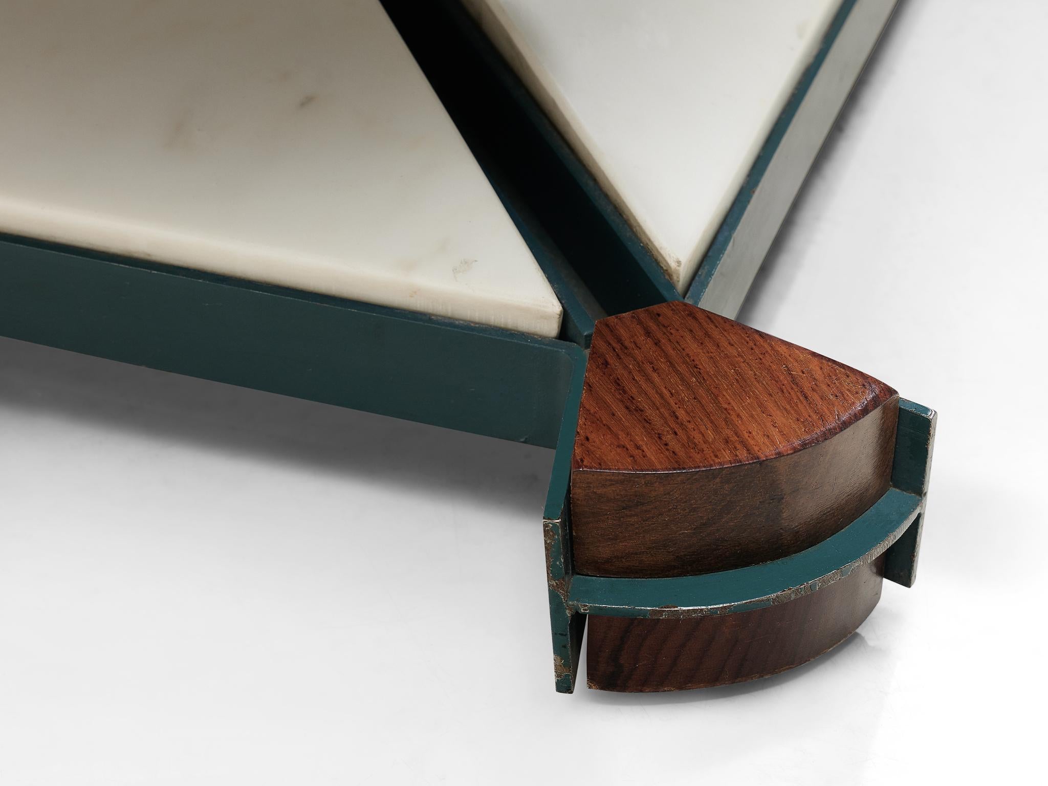 Italian Pair of Armchairs in Marble and Red Leather seating Morentz