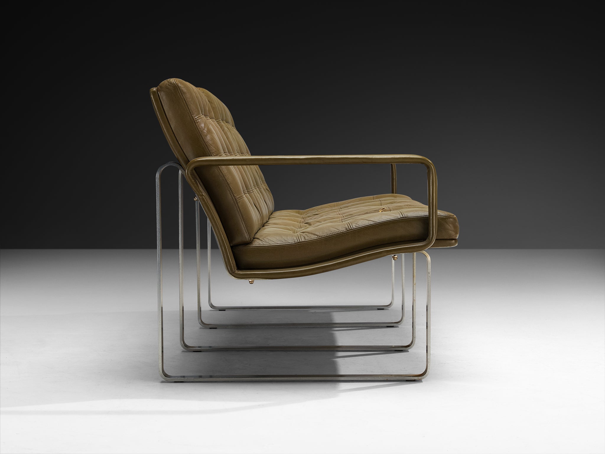 Ole Gjerløv-Knudsen & Torben Lind Moduline Sofa in Navy Green Leather Seating Morentz