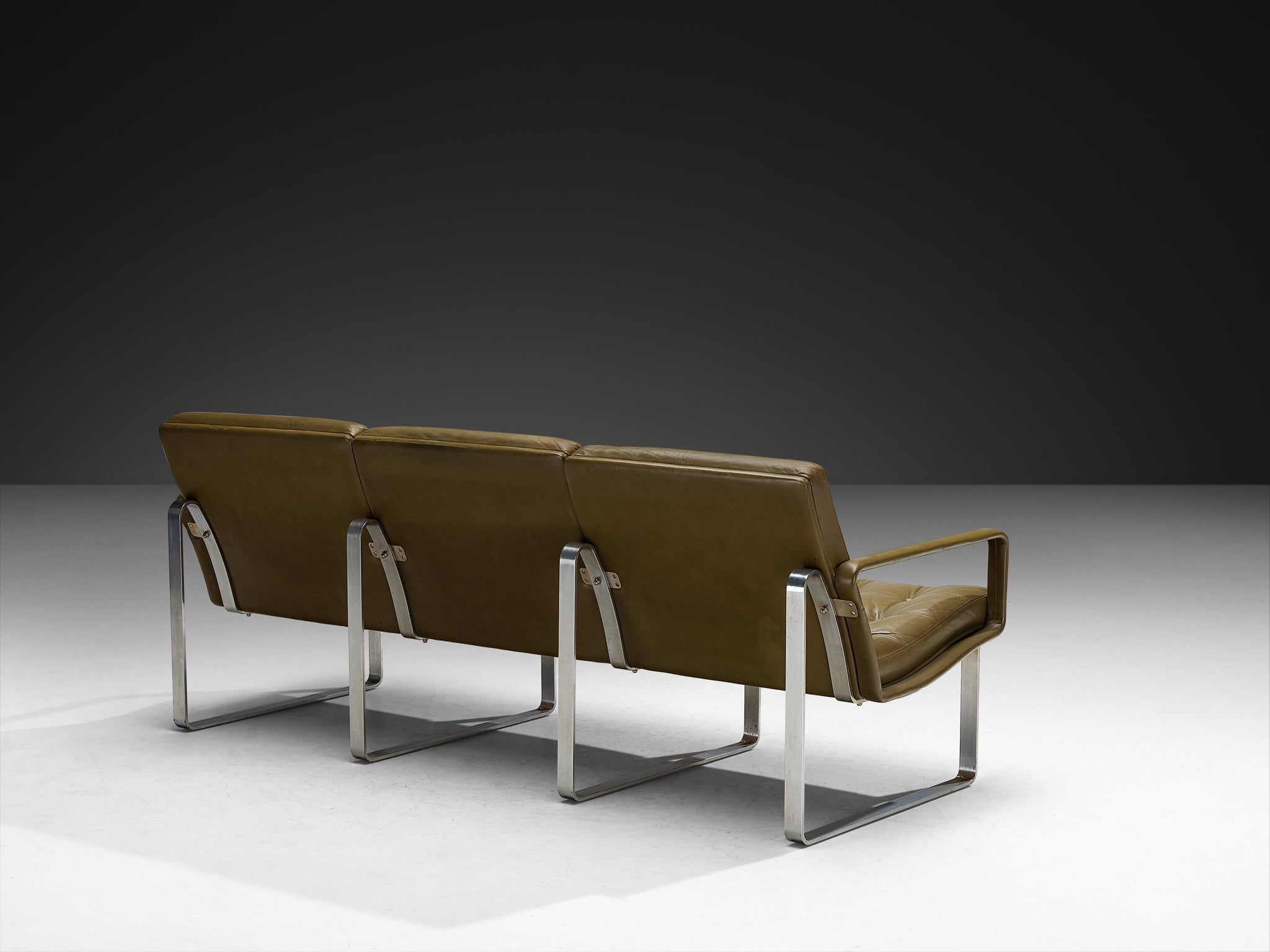 Ole Gjerløv-Knudsen & Torben Lind Moduline Sofa in Navy Green Leather Seating Morentz