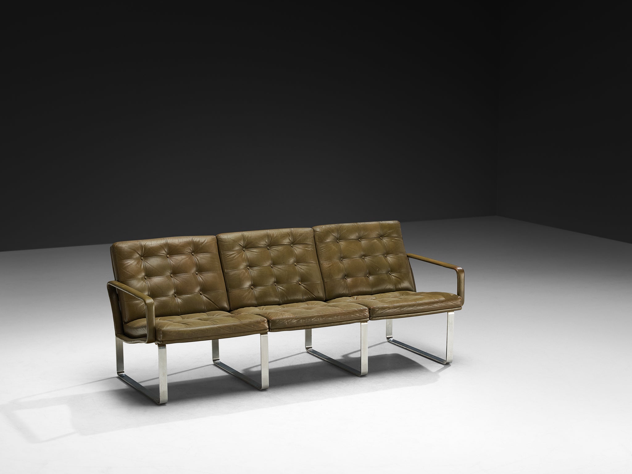 Ole Gjerløv-Knudsen & Torben Lind Moduline Sofa in Navy Green Leather Seating Morentz