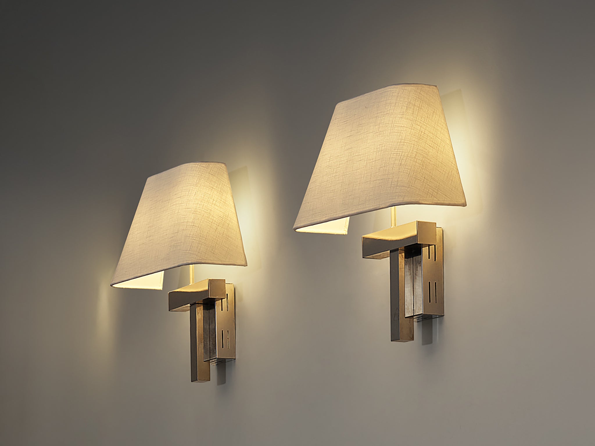 1970s Geometric Wall Lights in Chromed Metal Lighting Morentz