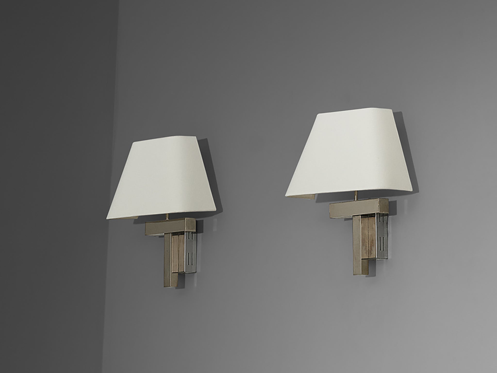 1970s Geometric Wall Lights in Chromed Metal Lighting Morentz