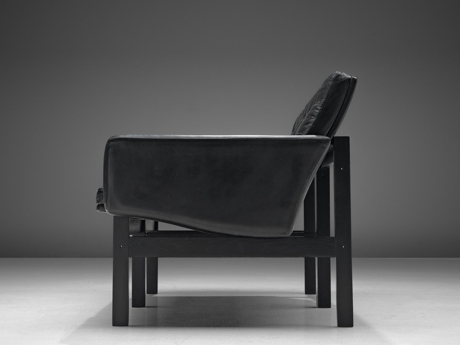 Gjerløv-Knudsen and Lind 'Moduline' All Black Leather Settee or Sofa seating Morentz