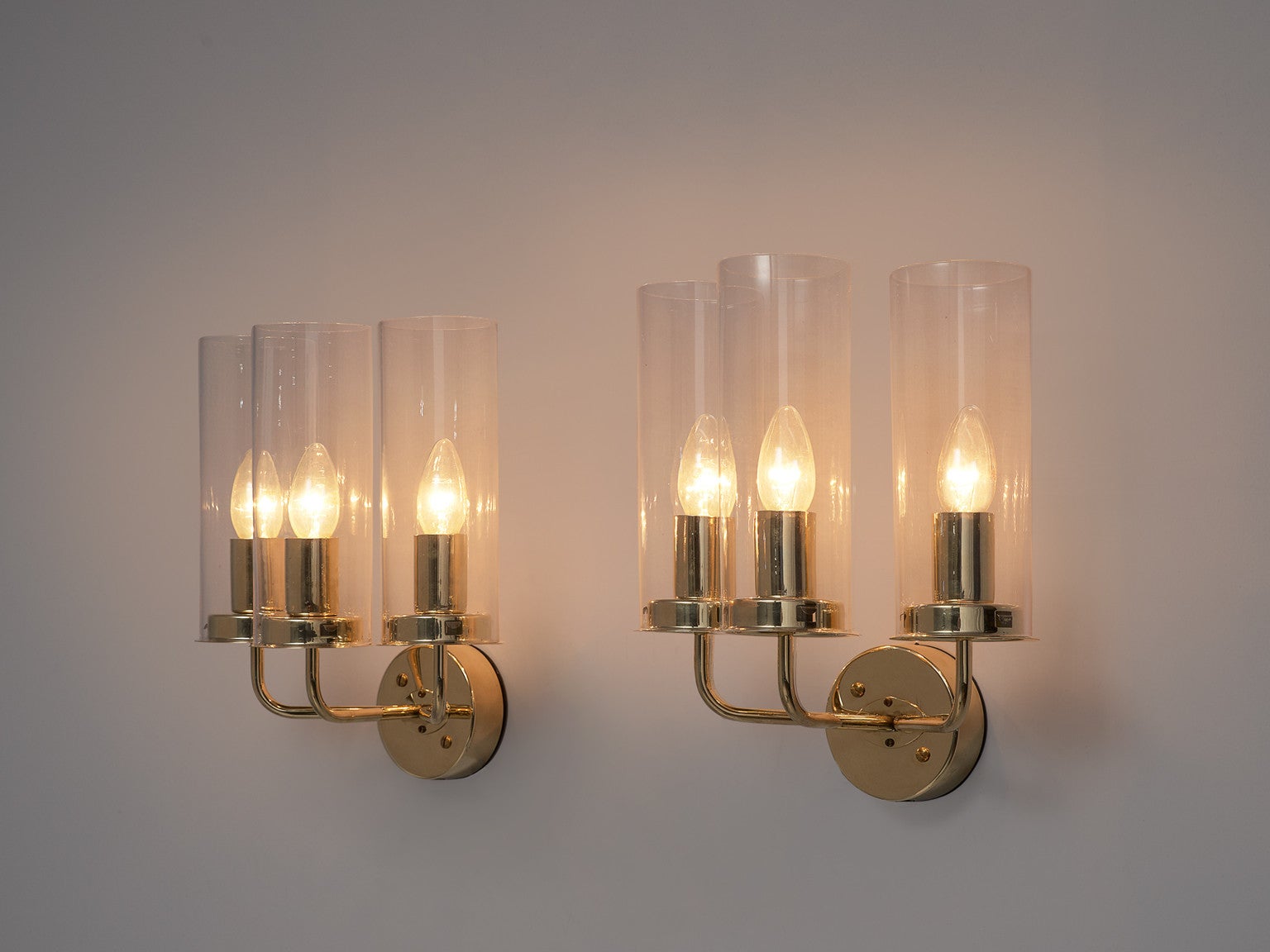 Hans-Agne Jakobsson 'Sonata' Wall Lights in Glass and Brass lighting Morentz