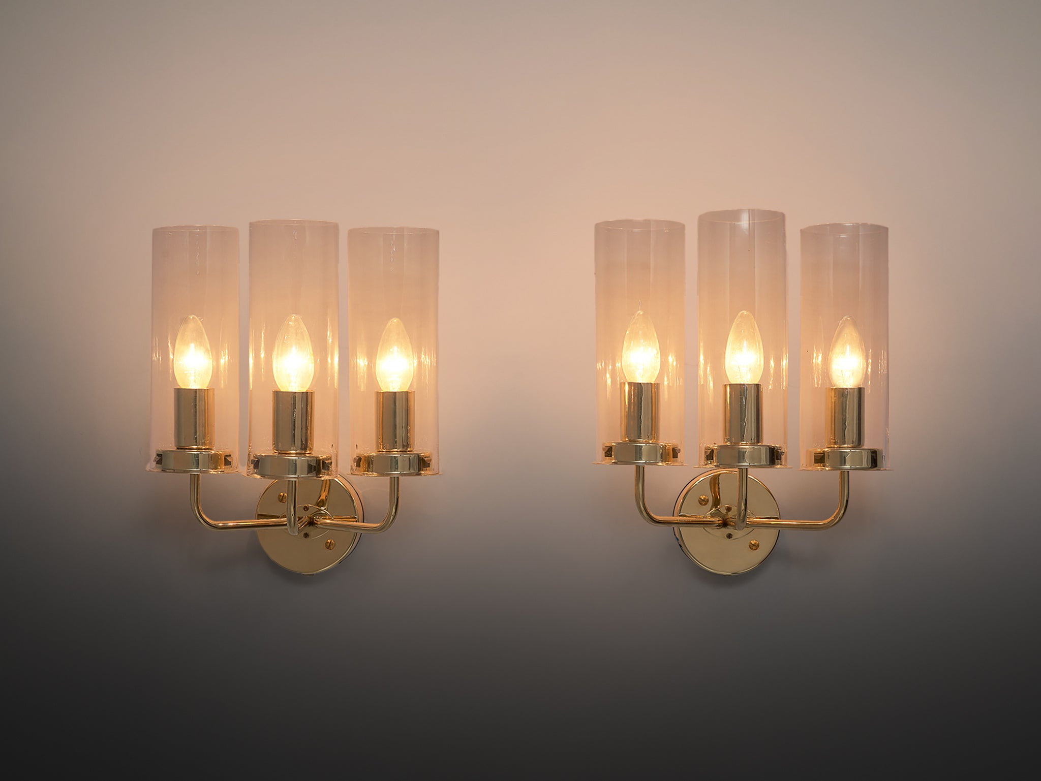 Hans-Agne Jakobsson 'Sonata' Wall Lights in Glass and Brass