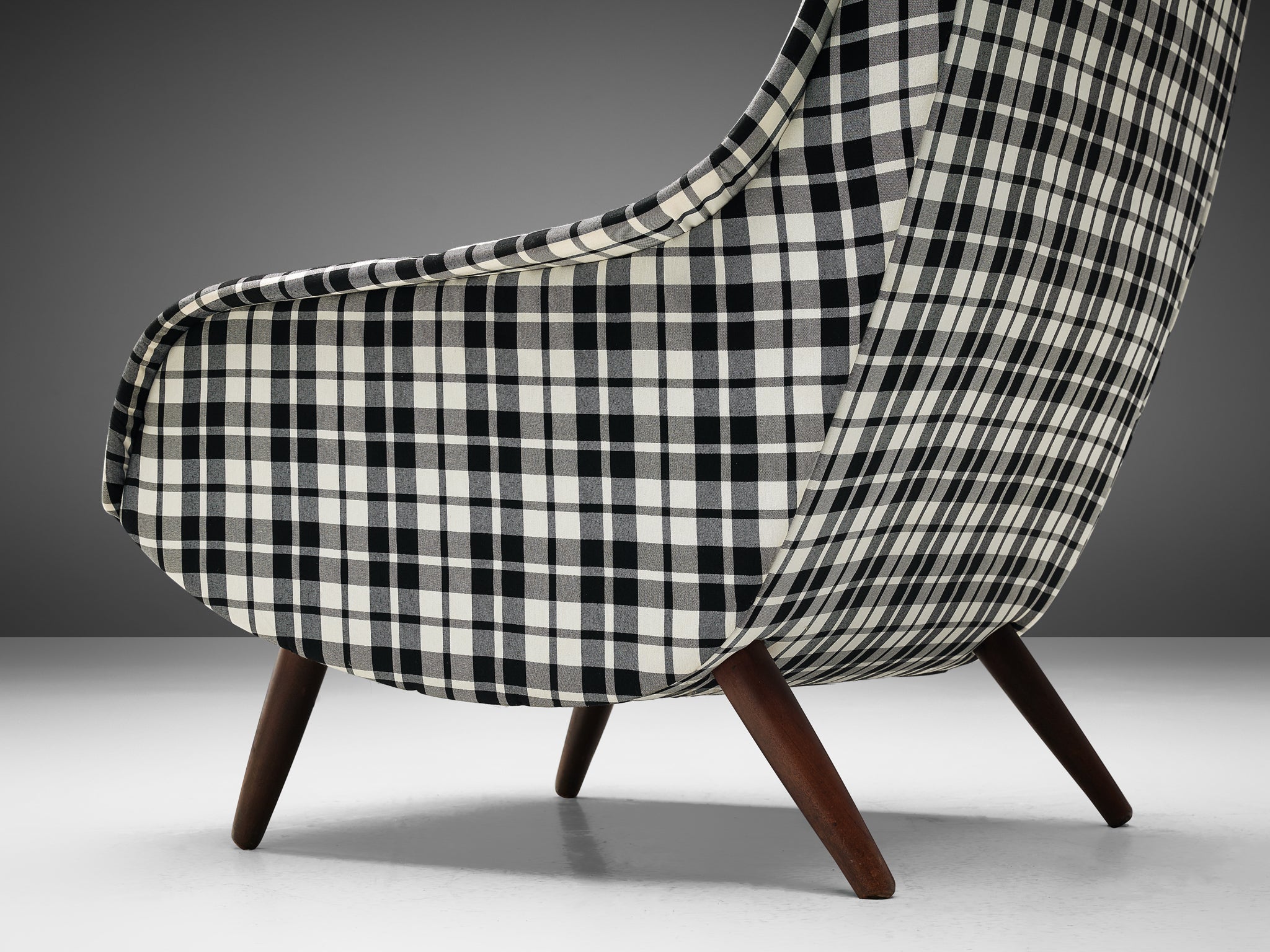 Danish Lounge Chair in Reupholstered Checkered Upholstery seating Morentz