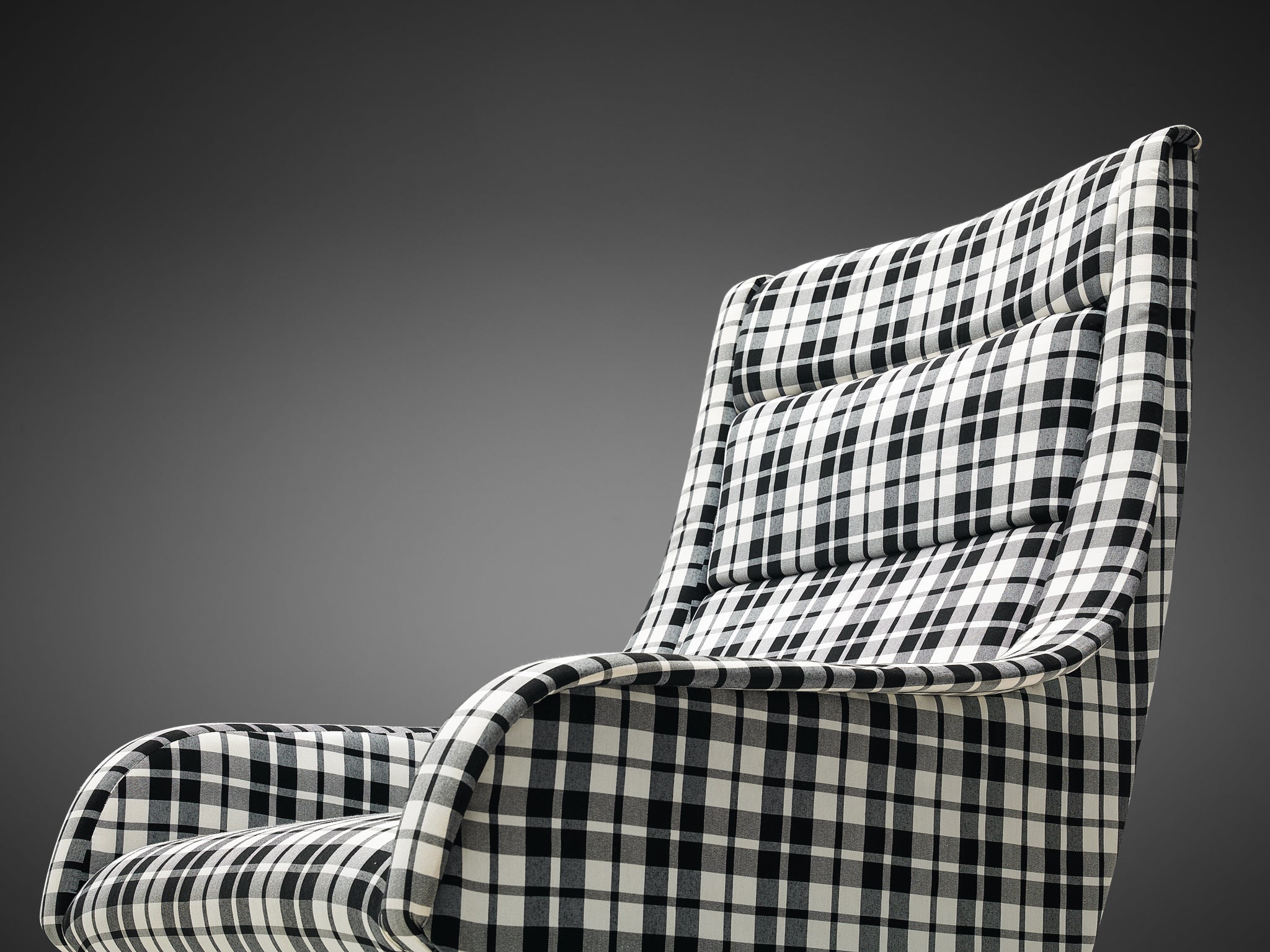 Danish Lounge Chair in Reupholstered Checkered Upholstery seating Morentz