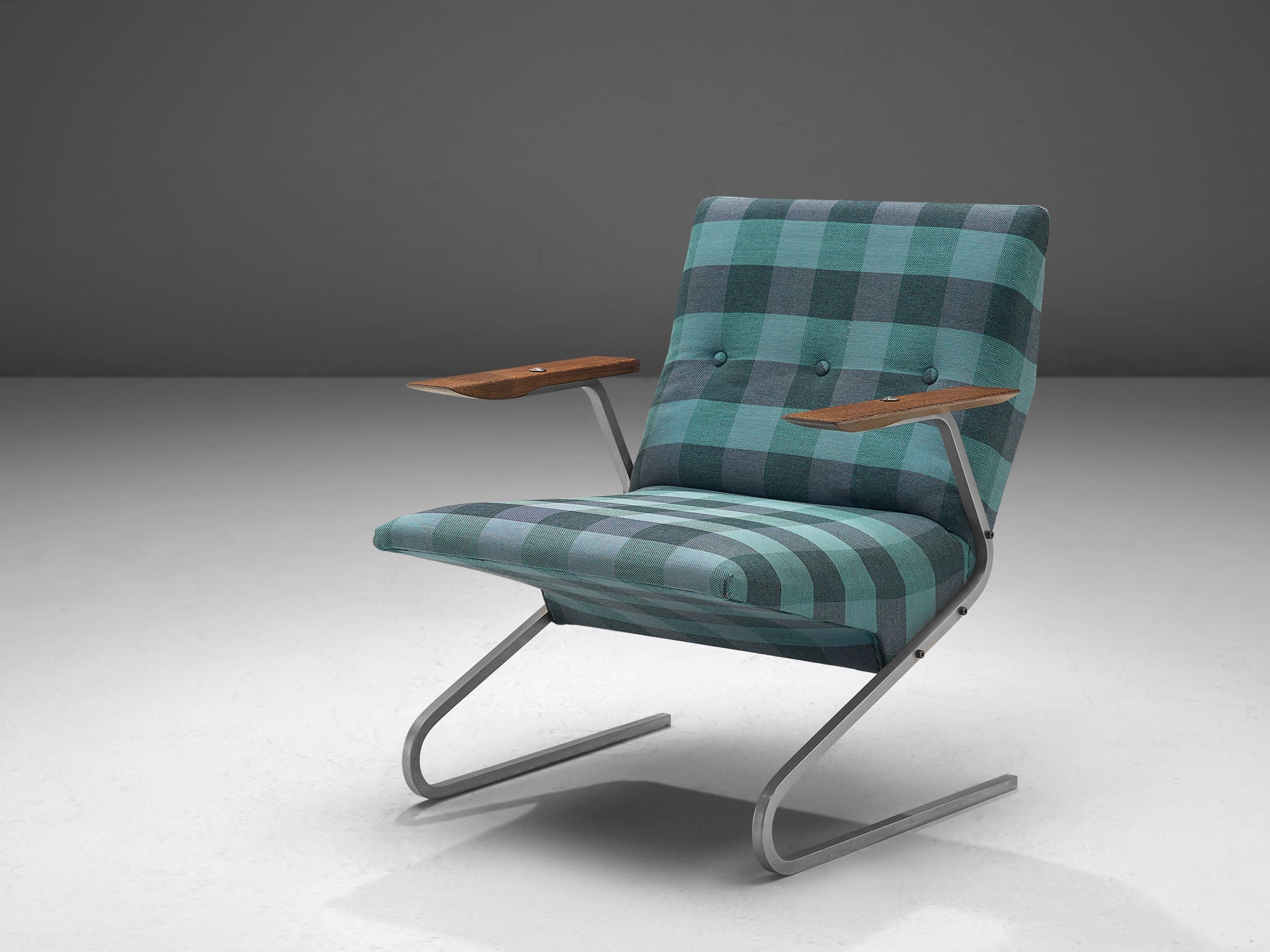 Georges van Rijck 'Cantilever' Armchair in Blue Checkered Upholstery seating Morentz