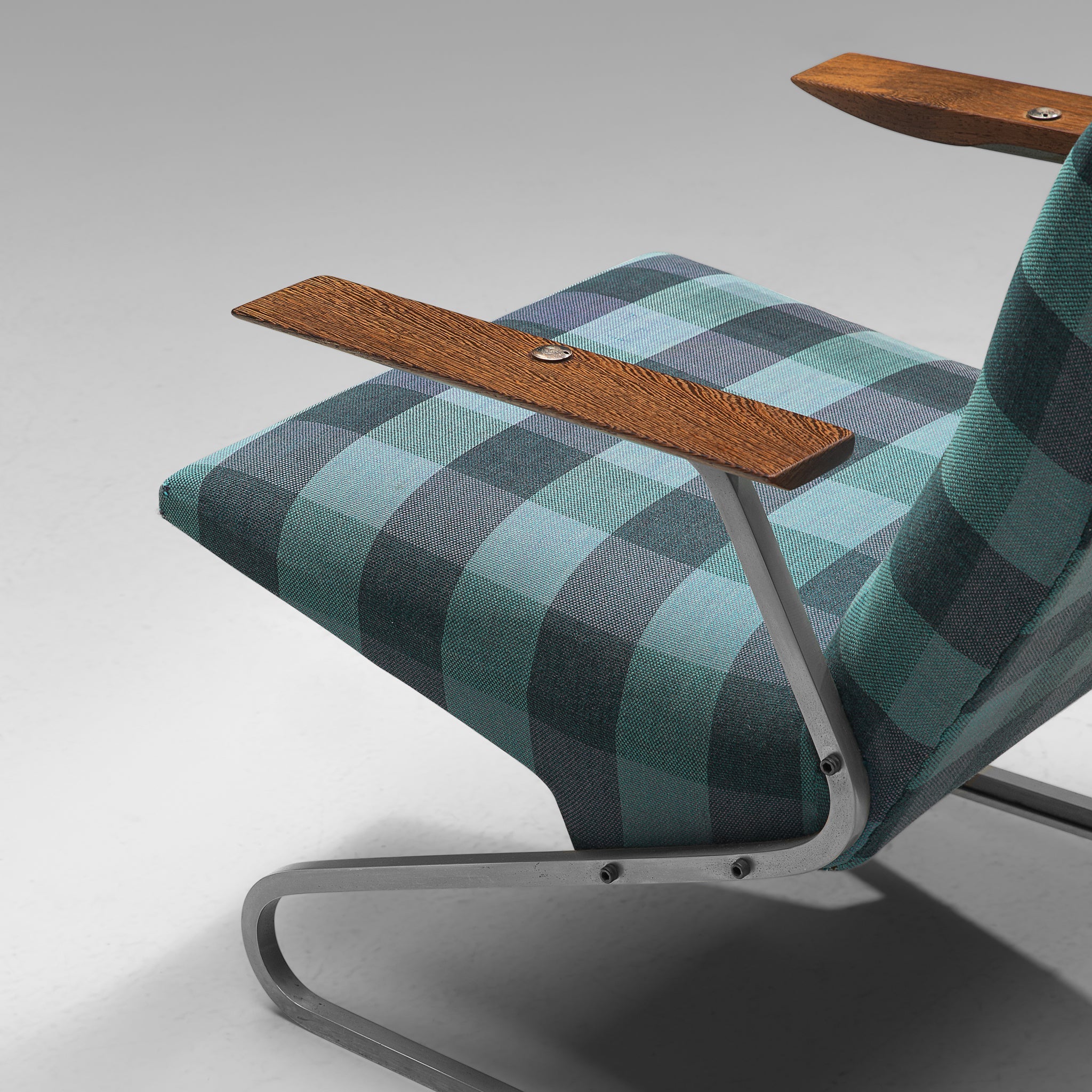 Georges van Rijck 'Cantilever' Armchair in Blue Checkered Upholstery seating Morentz