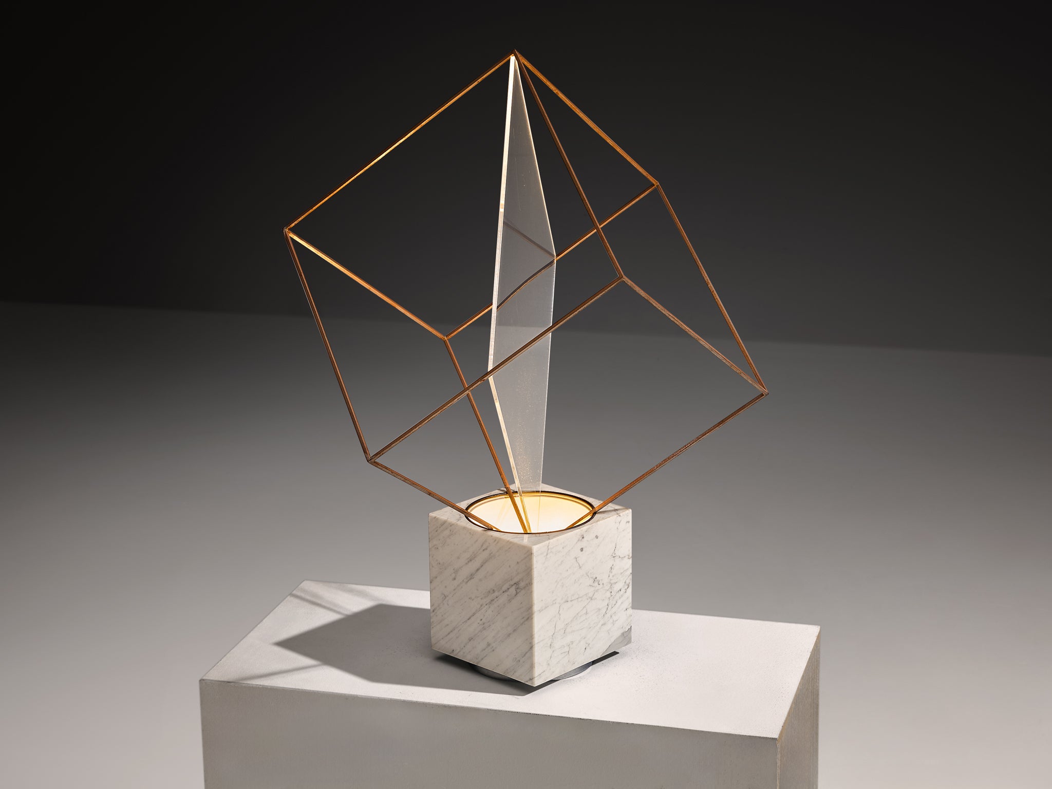 Claudio Salocchi for Lumenform Post-Modern 'Tulpa' Table Lamp with Geometric Cube Lighting Morentz
