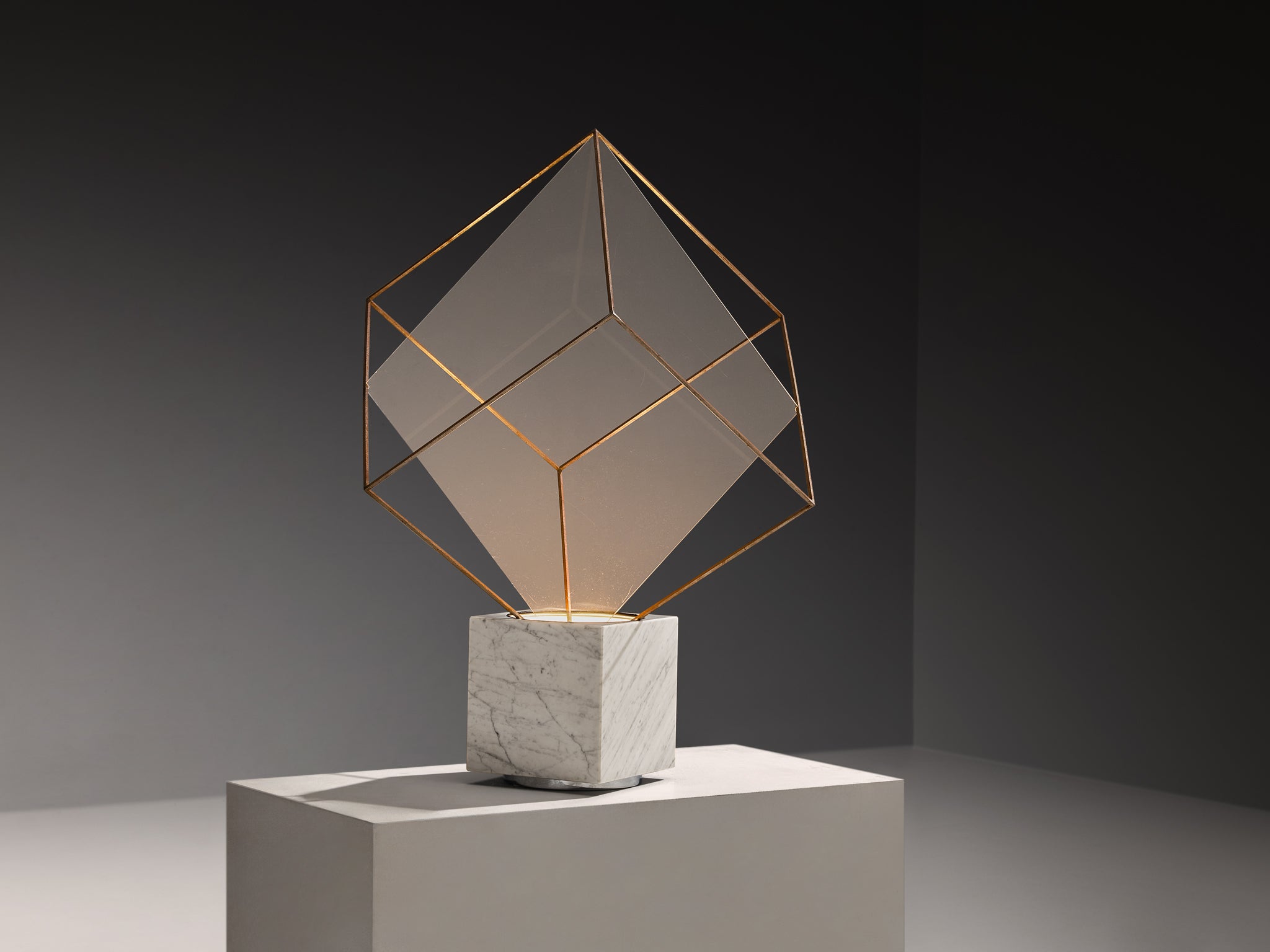 Claudio Salocchi for Lumenform Post-Modern 'Tulpa' Table Lamp with Geometric Cube Lighting Morentz