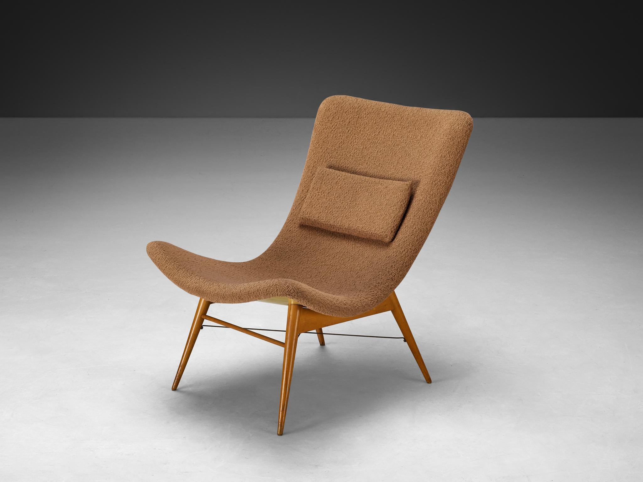 1950s Mid-Century Modern Shell Lounge Chair in Beige Upholstery seating Morentz