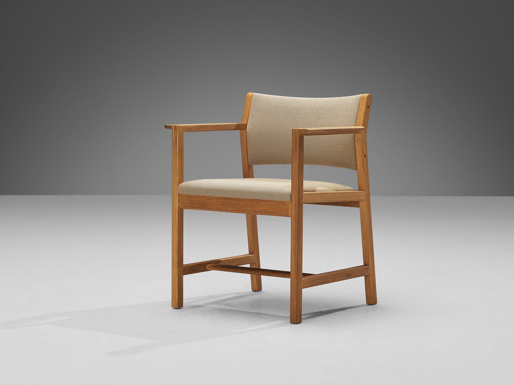 Børge Morgensen for Fredericia Armchairs in Solid Oak and Beige Wool seating Morentz