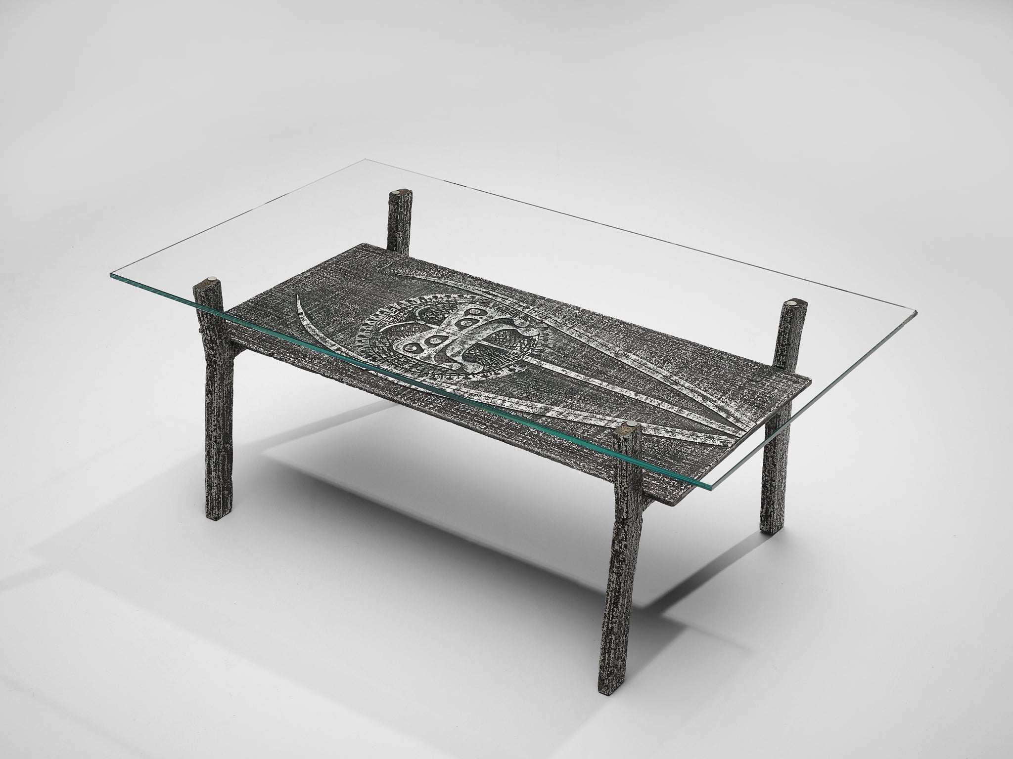 Brutalist Coffee Table in Aluminum and Glass tables Morentz