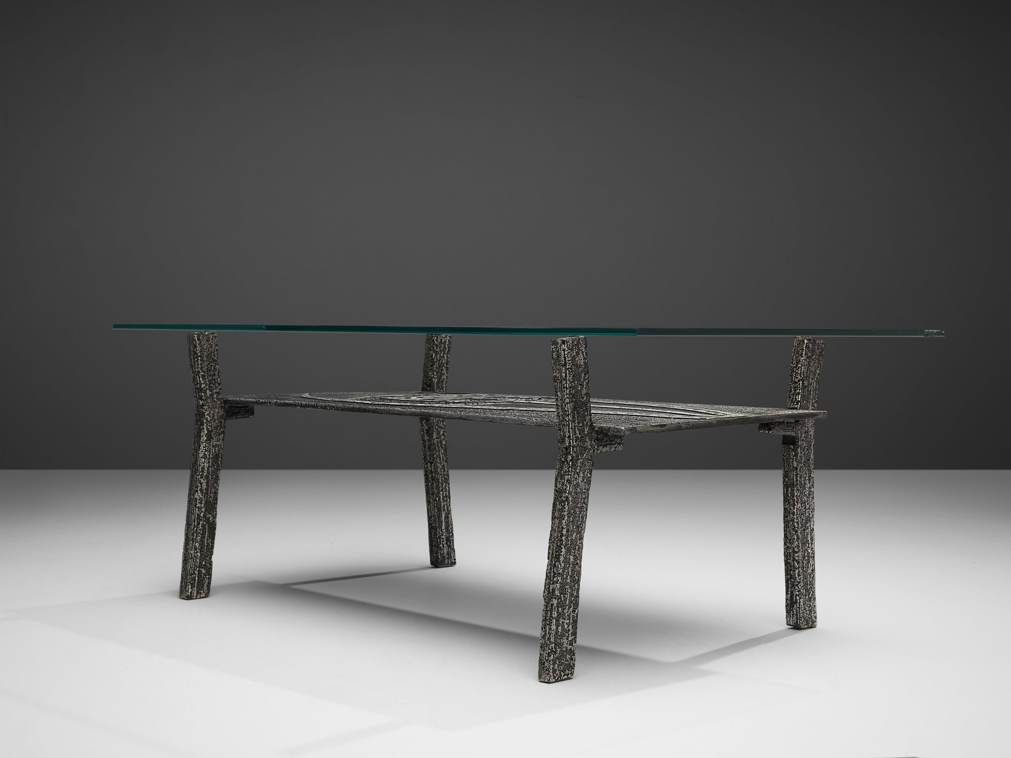 Brutalist Coffee Table in Aluminum and Glass tables Morentz