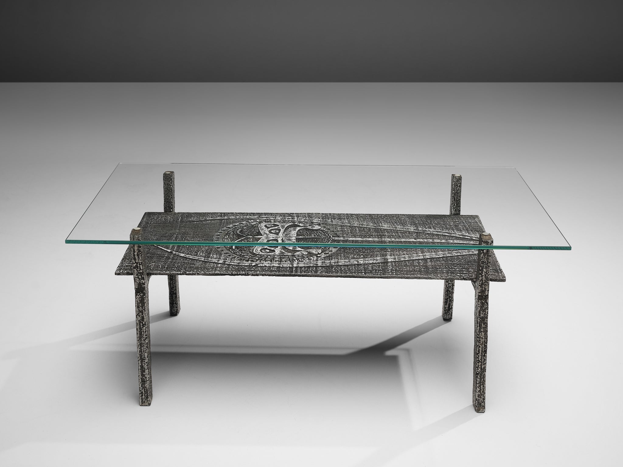 Brutalist Coffee Table in Aluminum and Glass tables Morentz