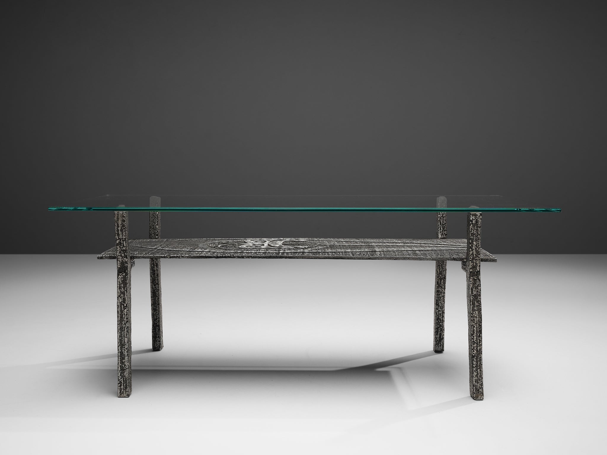 Brutalist Coffee Table in Aluminum and Glass tables Morentz
