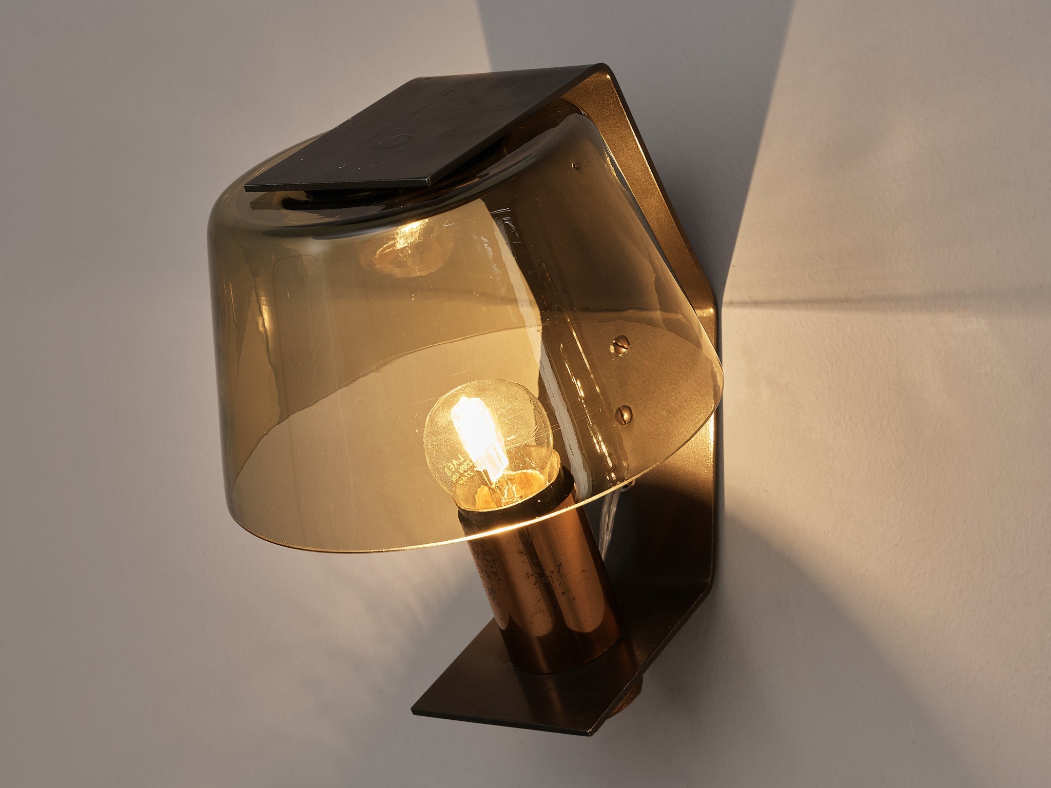 Scandinavian Wall Light in Copper and Smoked Glass lighting Morentz