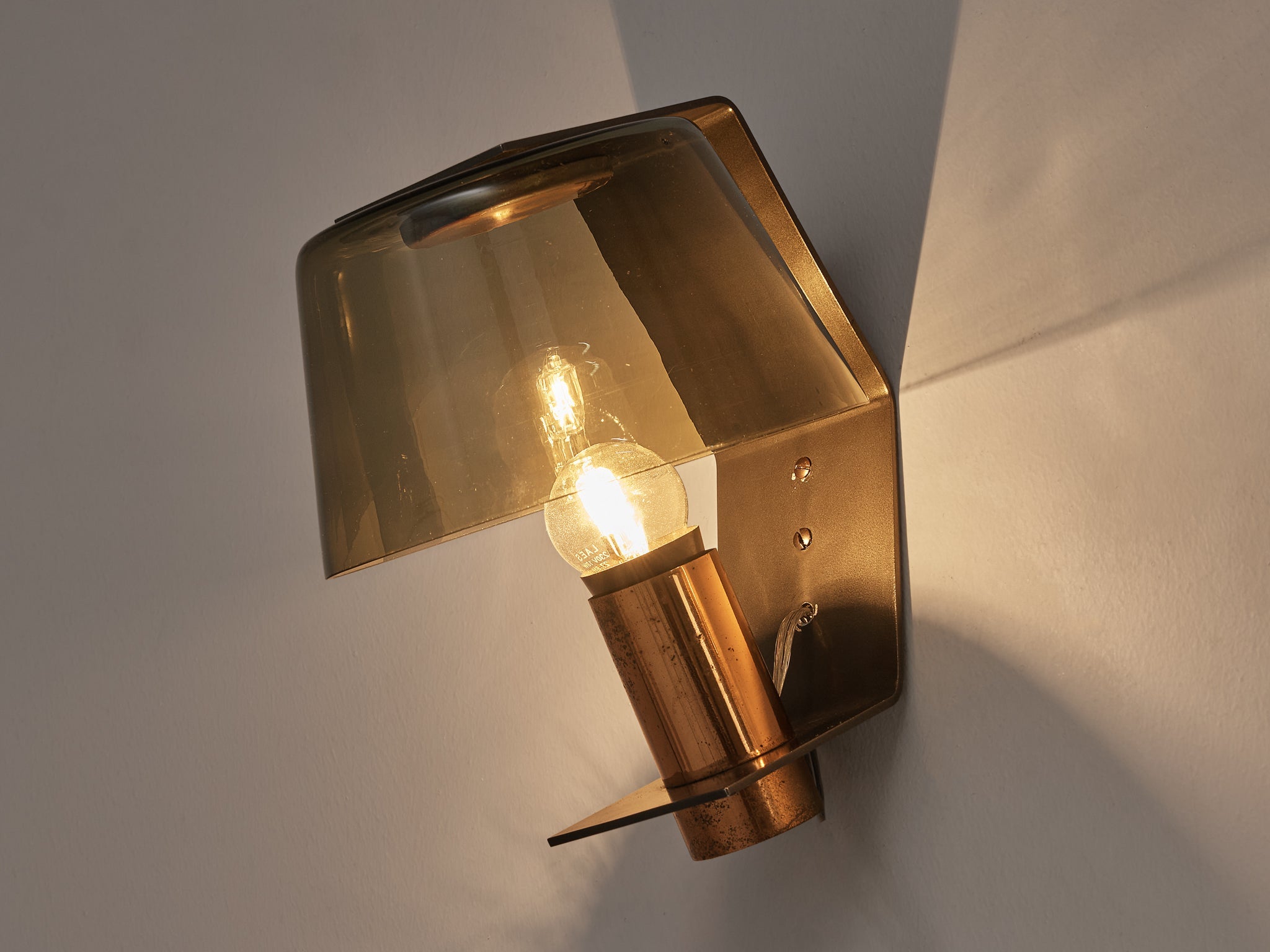 Scandinavian Wall Light in Copper and Smoked Glass lighting Morentz
