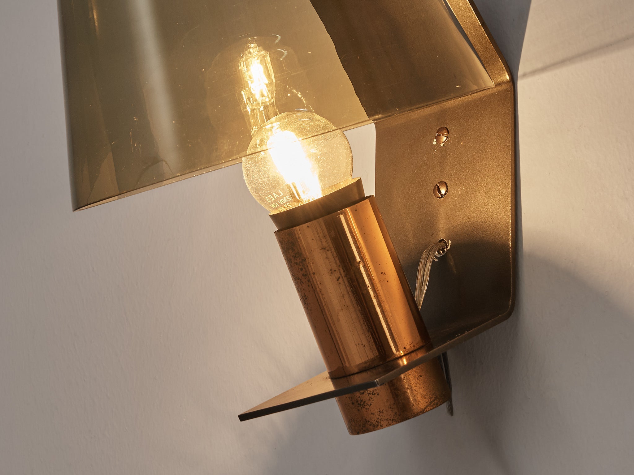 Scandinavian Wall Light in Copper and Smoked Glass lighting Morentz