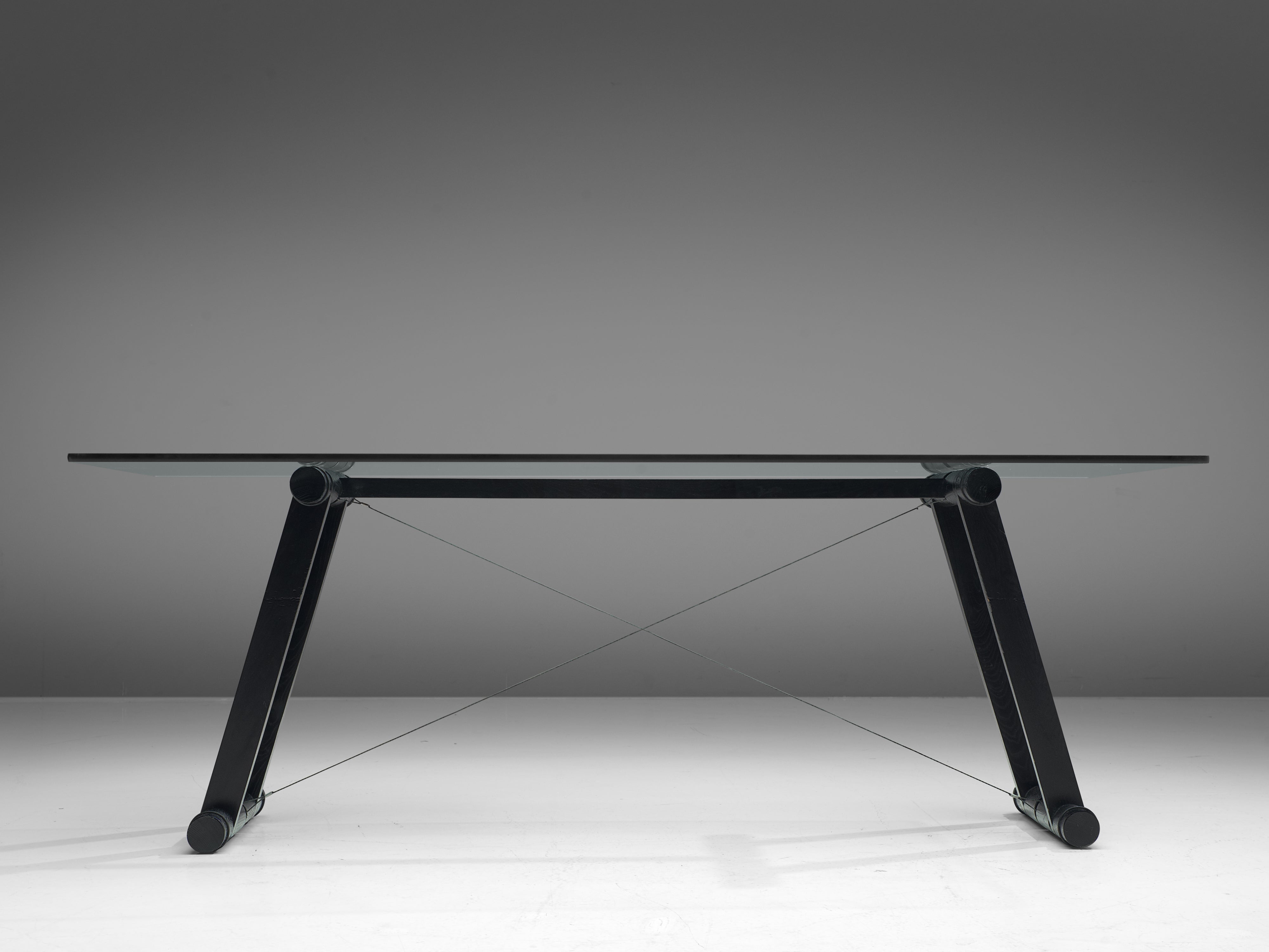 Superstudio 'Teso' Dining Table with Glass Top and Black Ash Base tables Morentz
