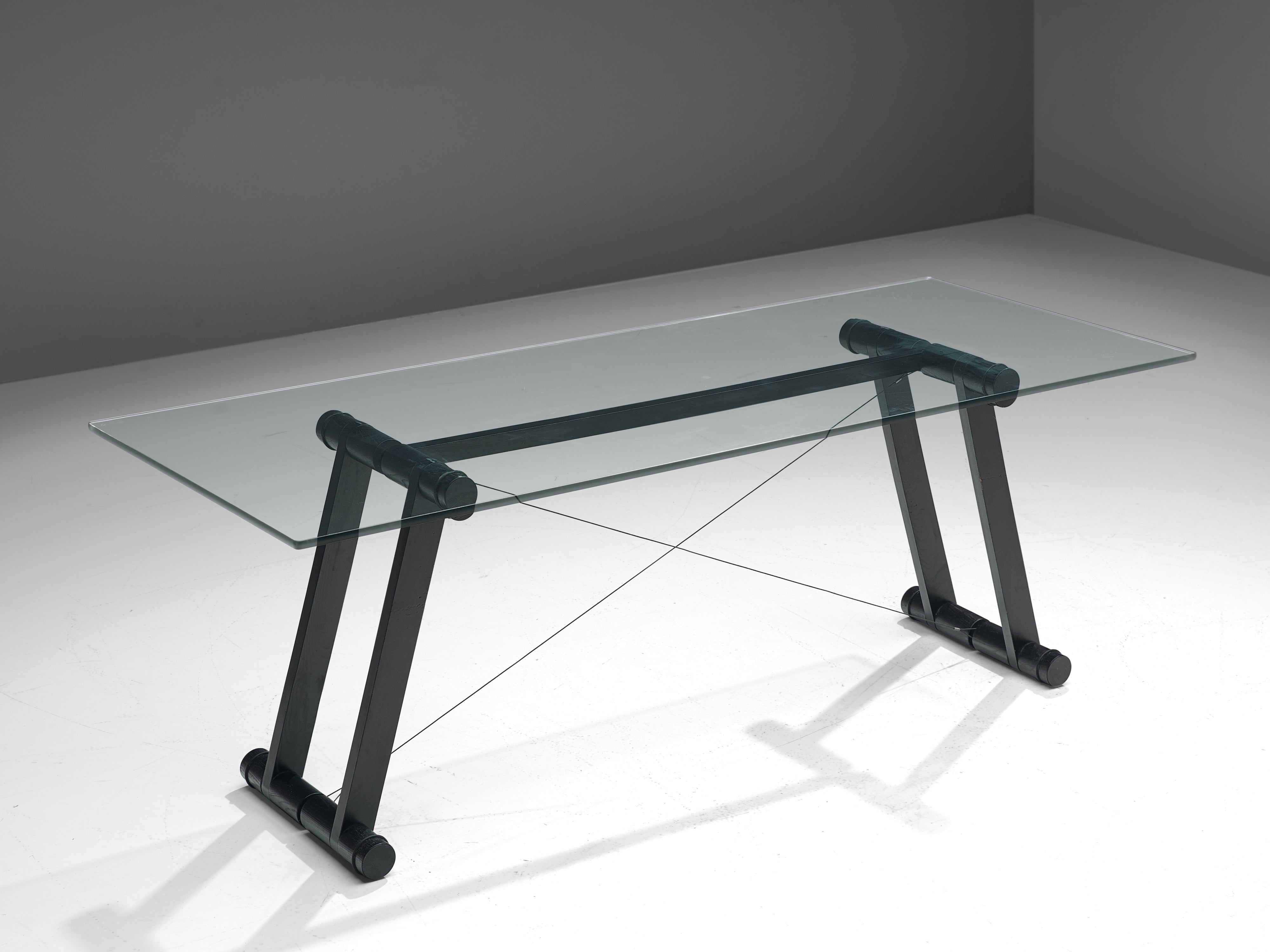 Superstudio 'Teso' Dining Table with Glass Top and Black Ash Base tables Morentz