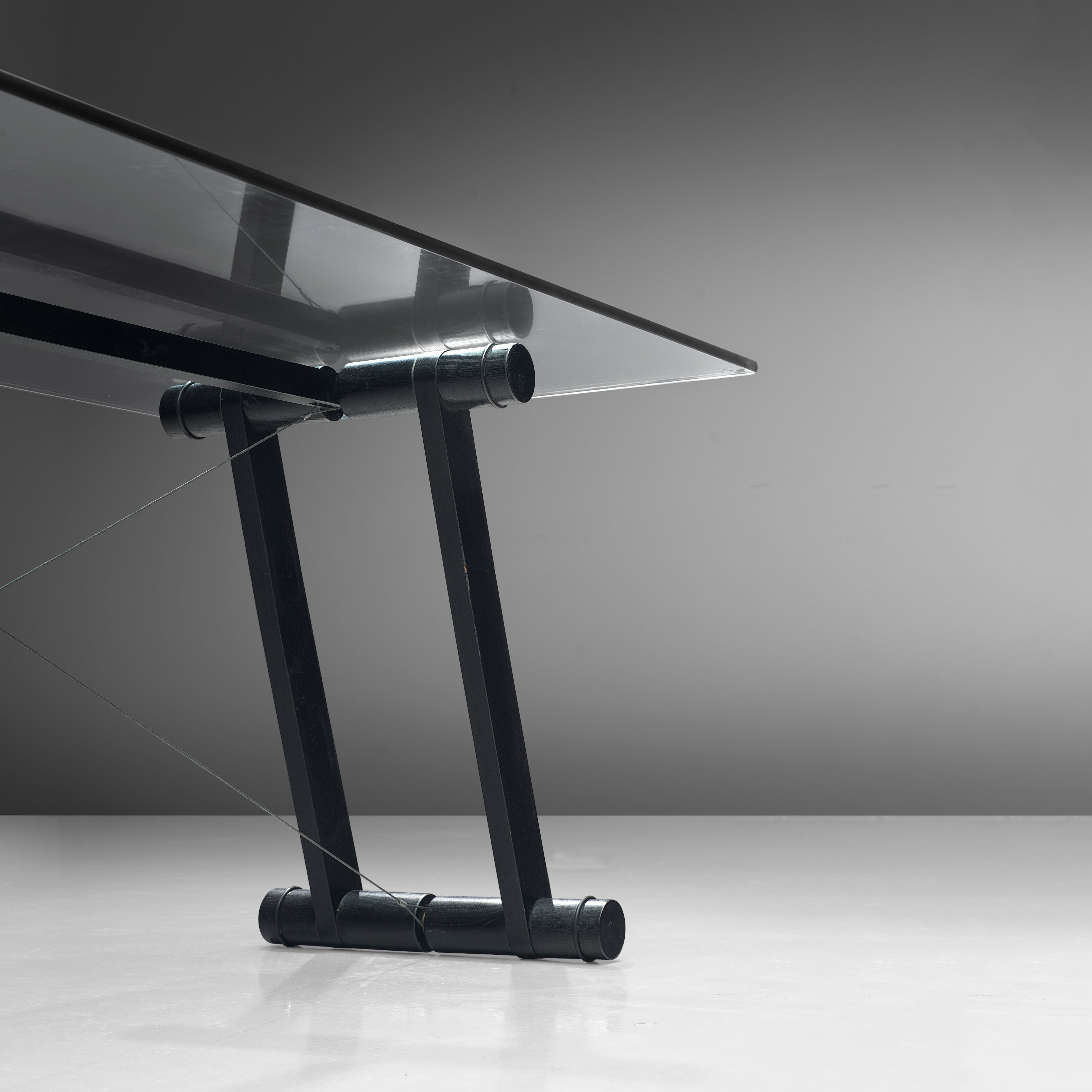 Superstudio 'Teso' Dining Table with Glass Top and Black Ash Base tables Morentz