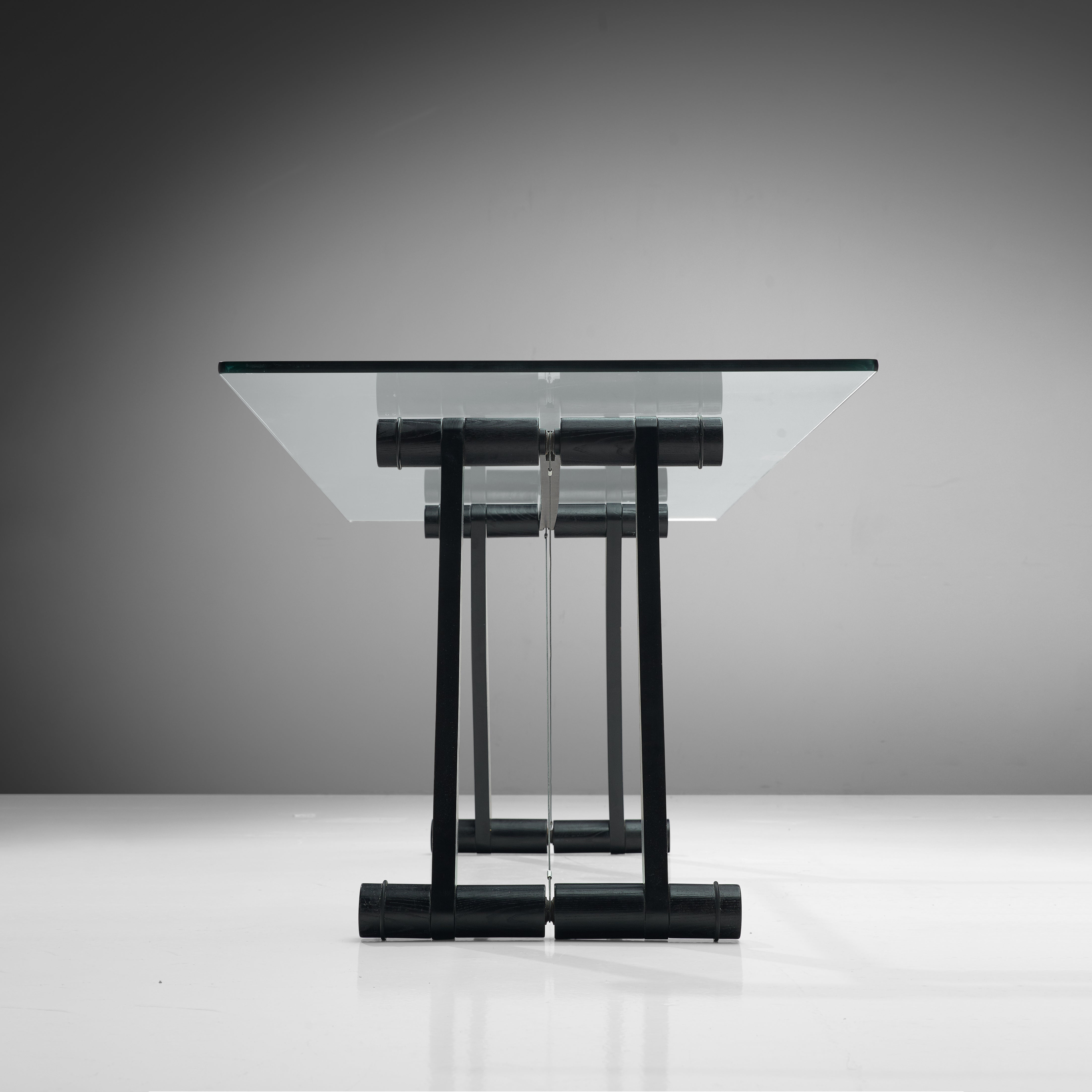 Superstudio 'Teso' Dining Table with Glass Top and Black Ash Base tables Morentz