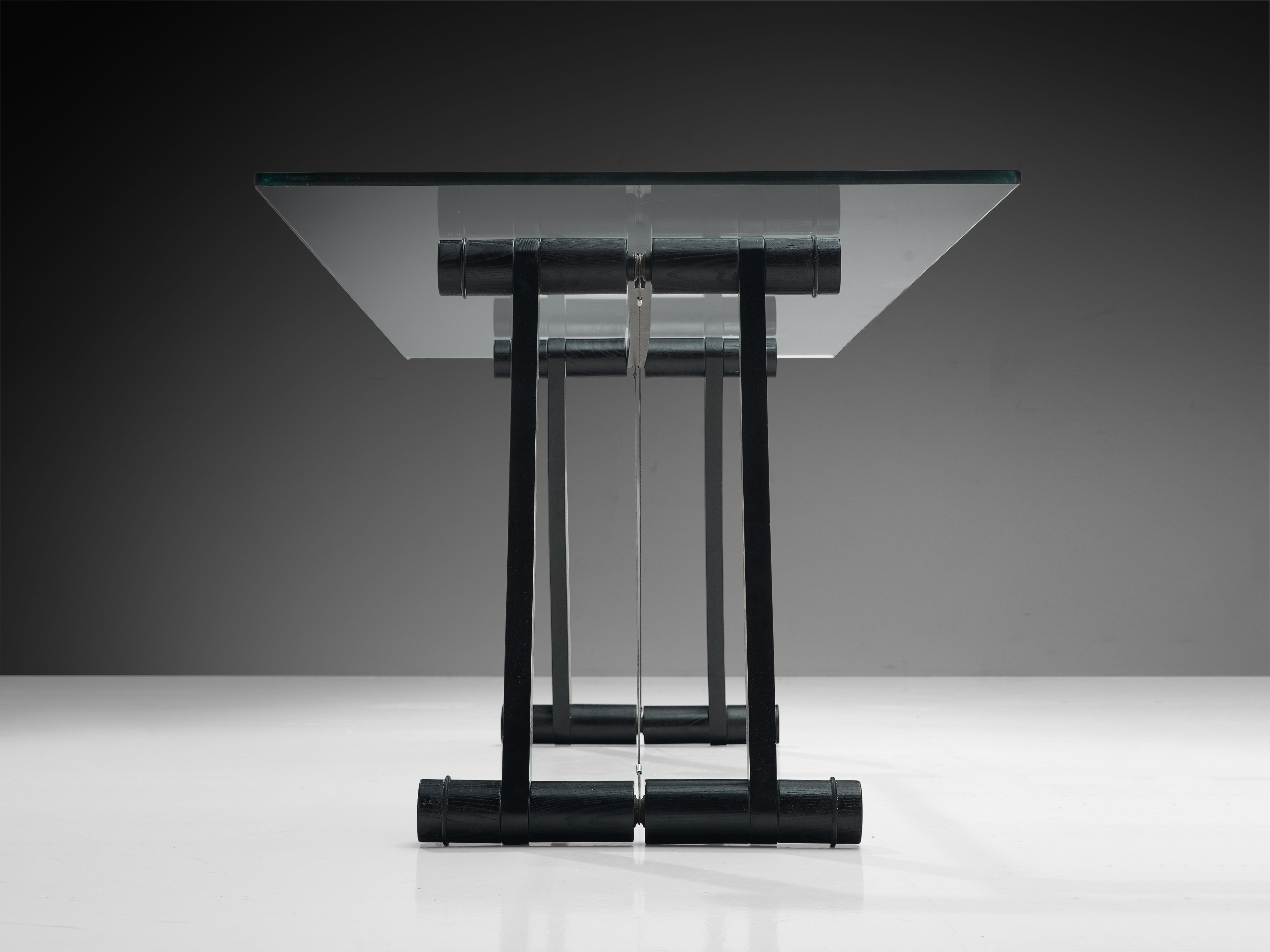 Superstudio 'Teso' Dining Table with Glass Top and Black Ash Base Tables Morentz