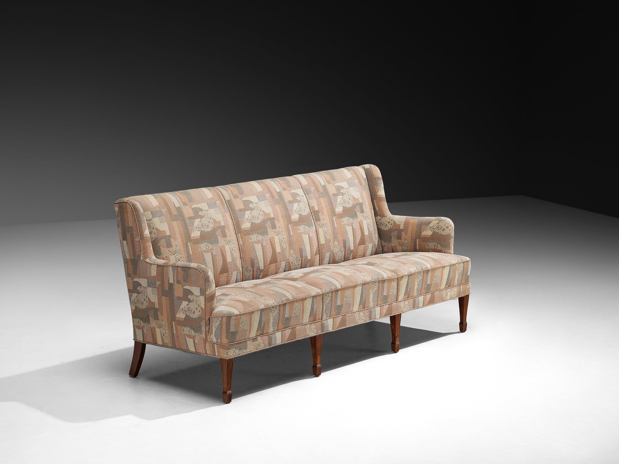 Frits Henningsen Three-Seat Sofa in Pastel Upholstery Seating Morentz