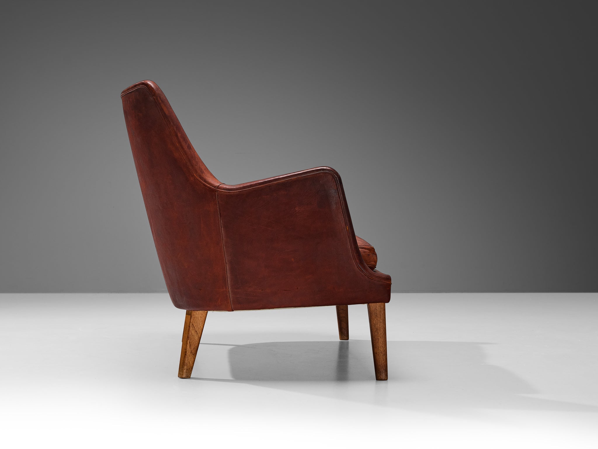 Arne Vodder Sofa in Patinated Cognac Leather seating Morentz