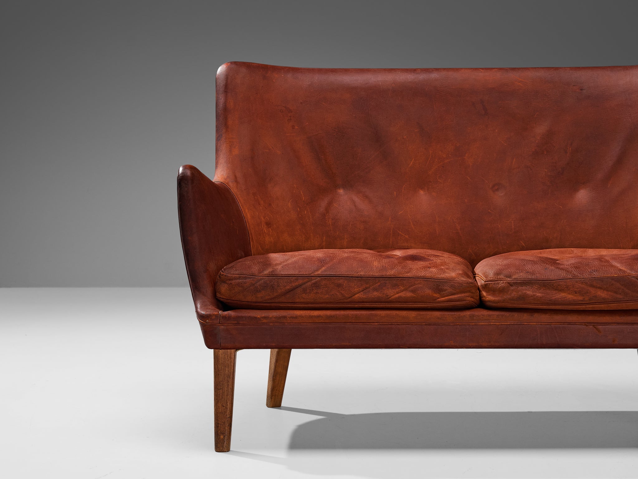 Arne Vodder Sofa in Patinated Cognac Leather seating Morentz