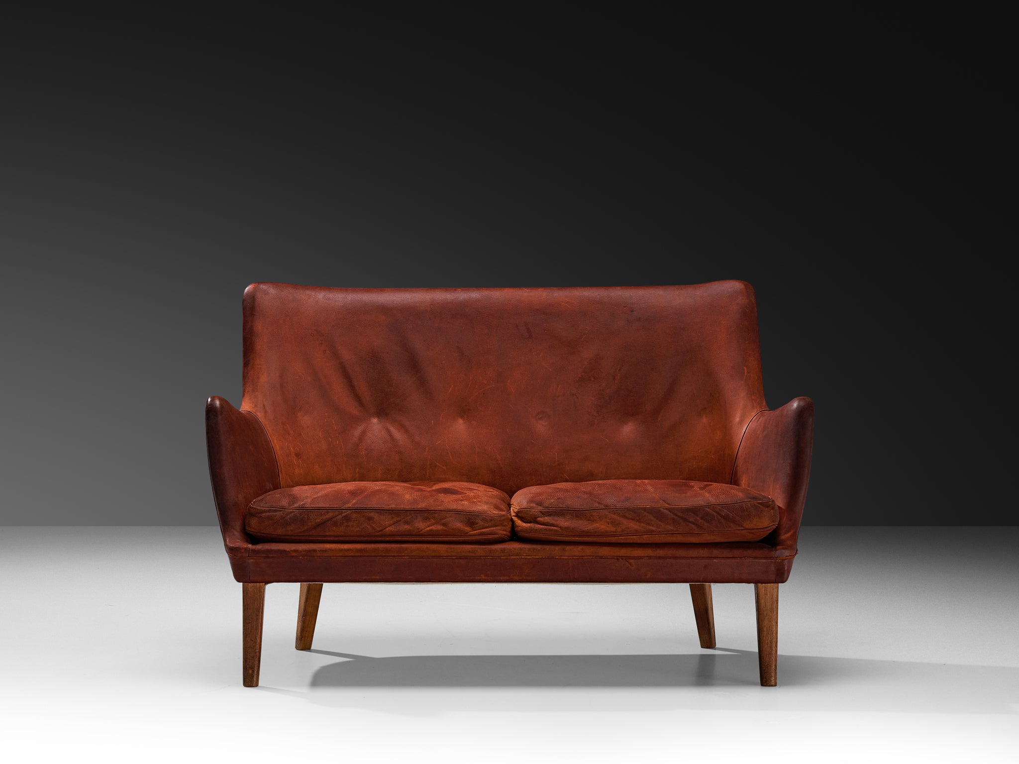 Arne Vodder Sofa in Patinated Cognac Leather Seating Morentz