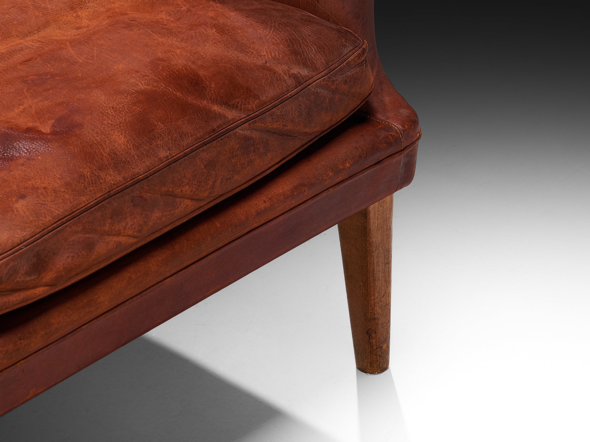 Arne Vodder Sofa in Patinated Cognac Leather Seating Morentz