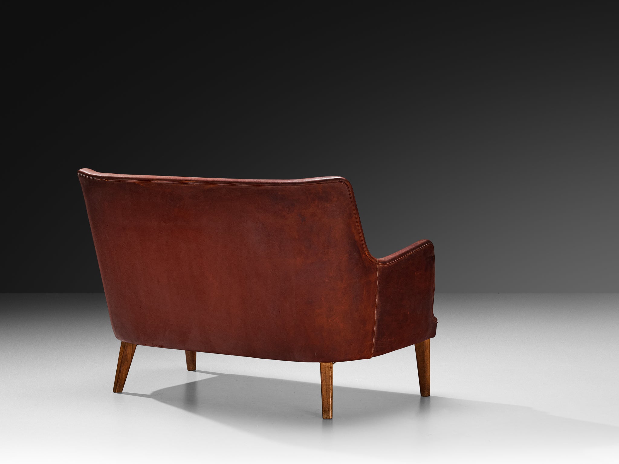 Arne Vodder Sofa in Patinated Cognac Leather Seating Morentz