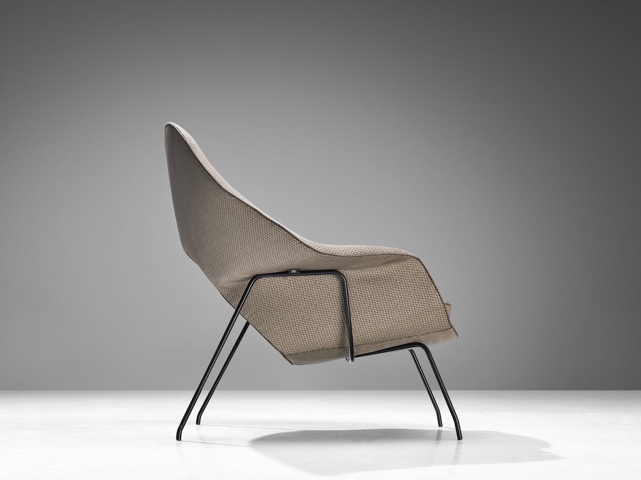 Eero Saarinen Rare and Early 'Womb' Chair in Grey Upholstery and Metal seating Morentz