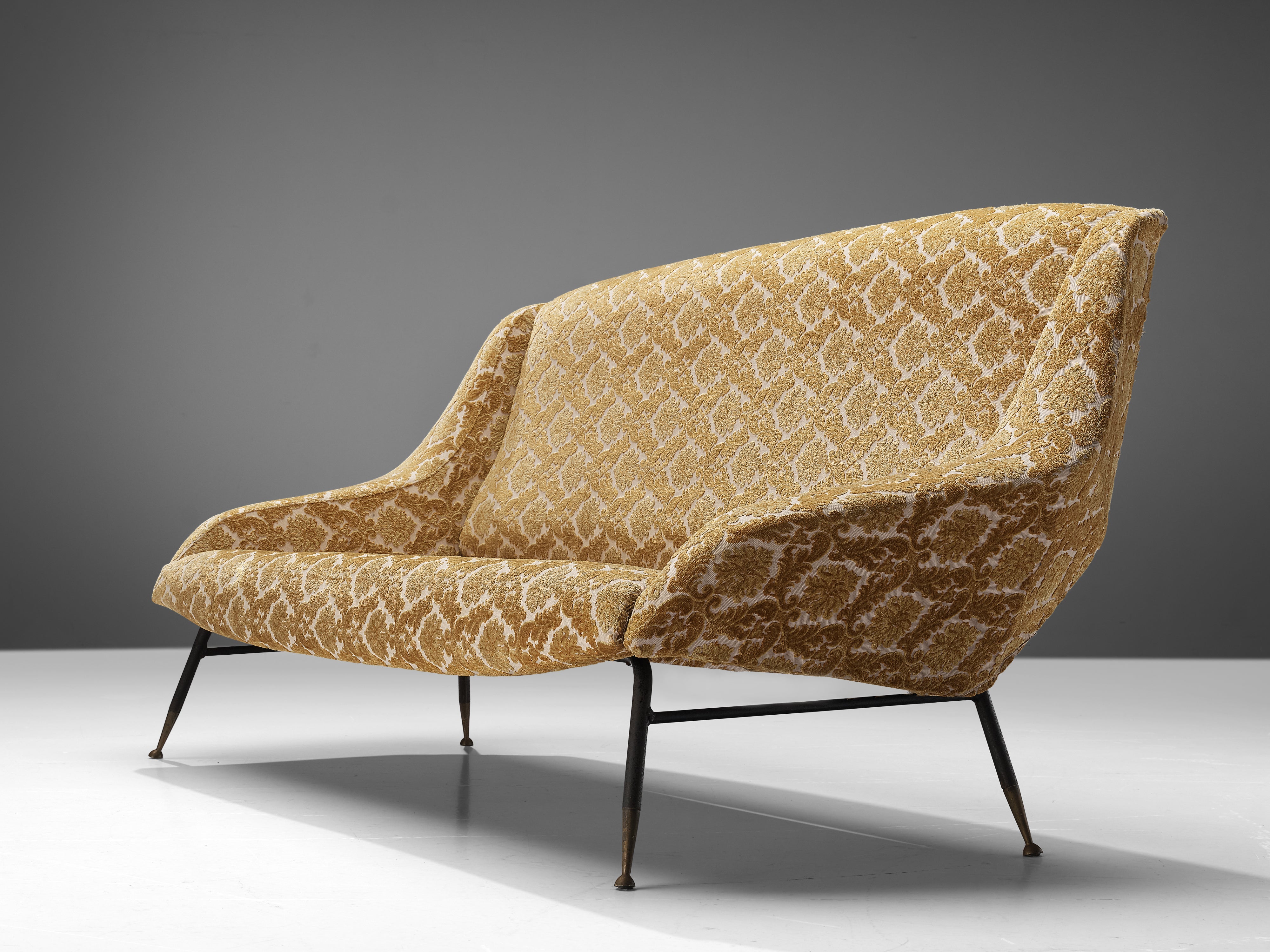 Delicate Italian Sofa in Patterned Yellow Upholstery seating Morentz