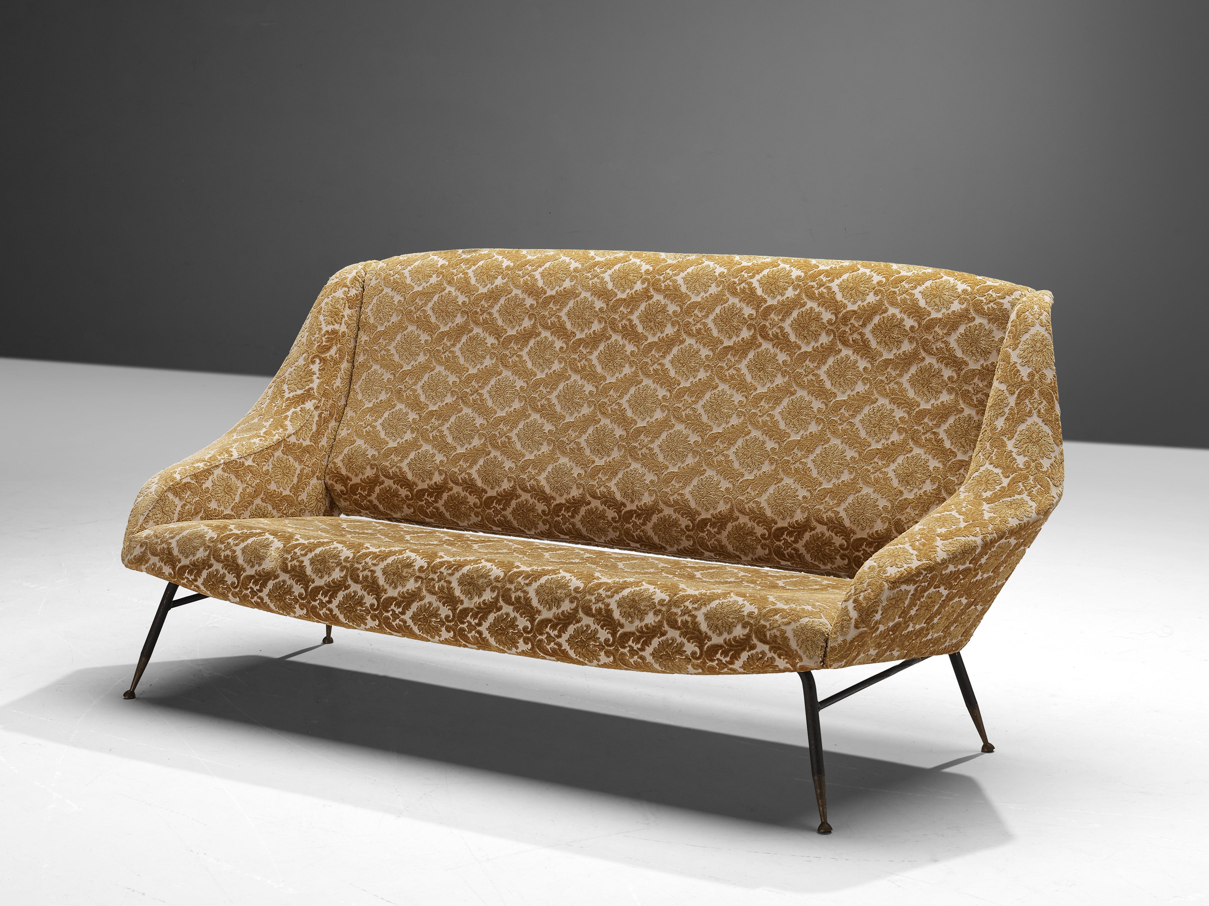 Delicate Italian Sofa in Patterned Yellow Upholstery seating Morentz