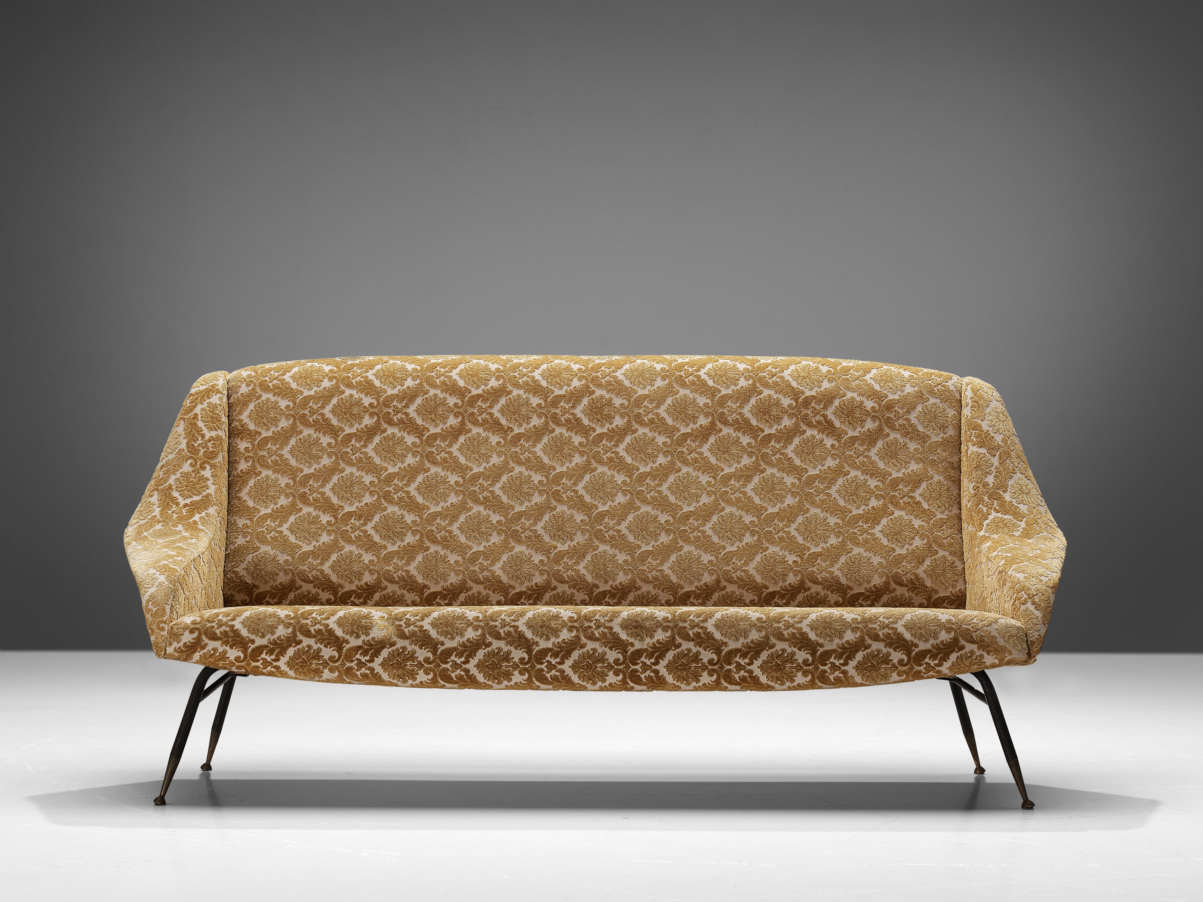 Delicate Italian Sofa in Patterned Yellow Upholstery seating Morentz