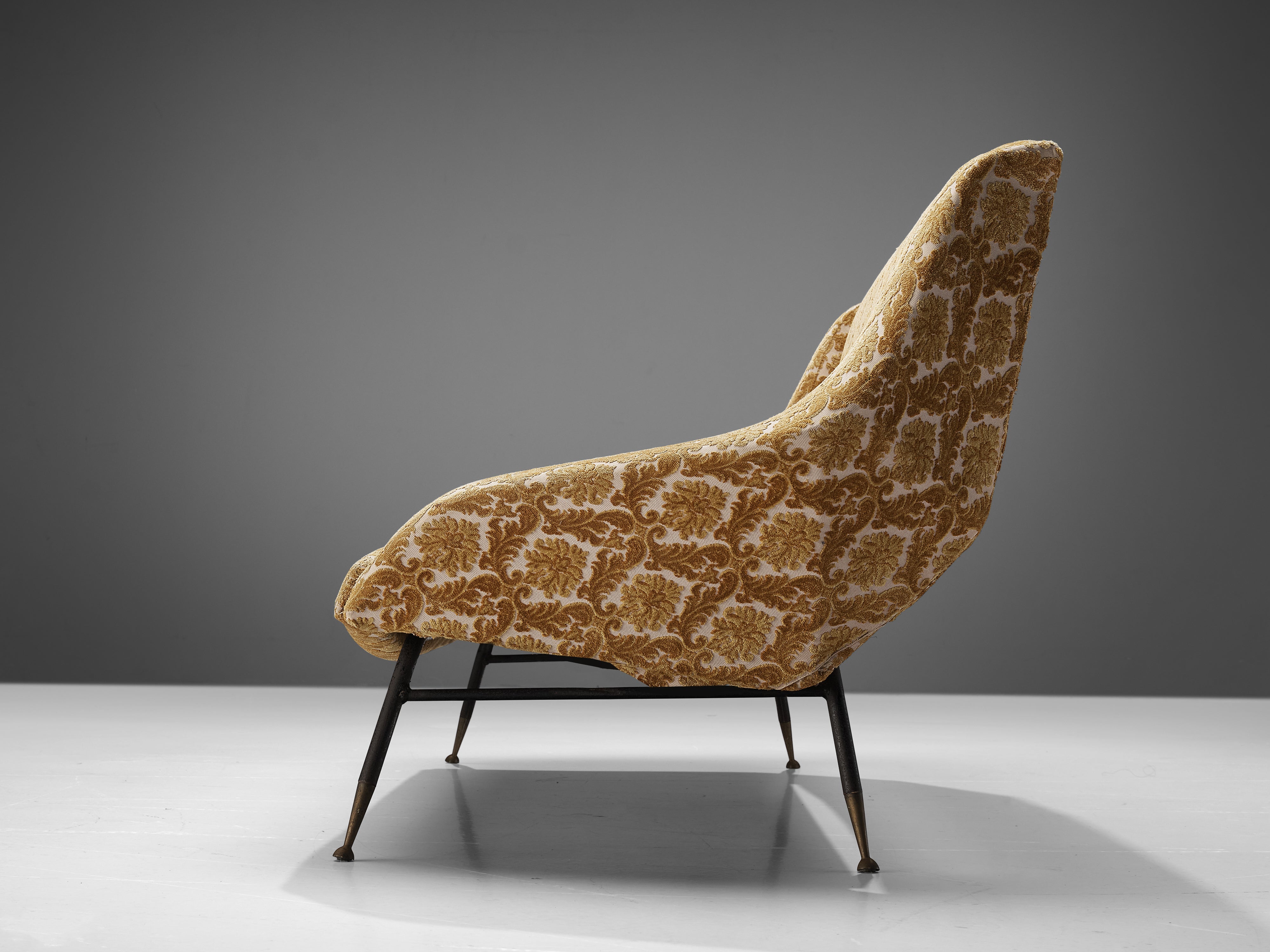 Delicate Italian Sofa in Patterned Yellow Upholstery seating Morentz